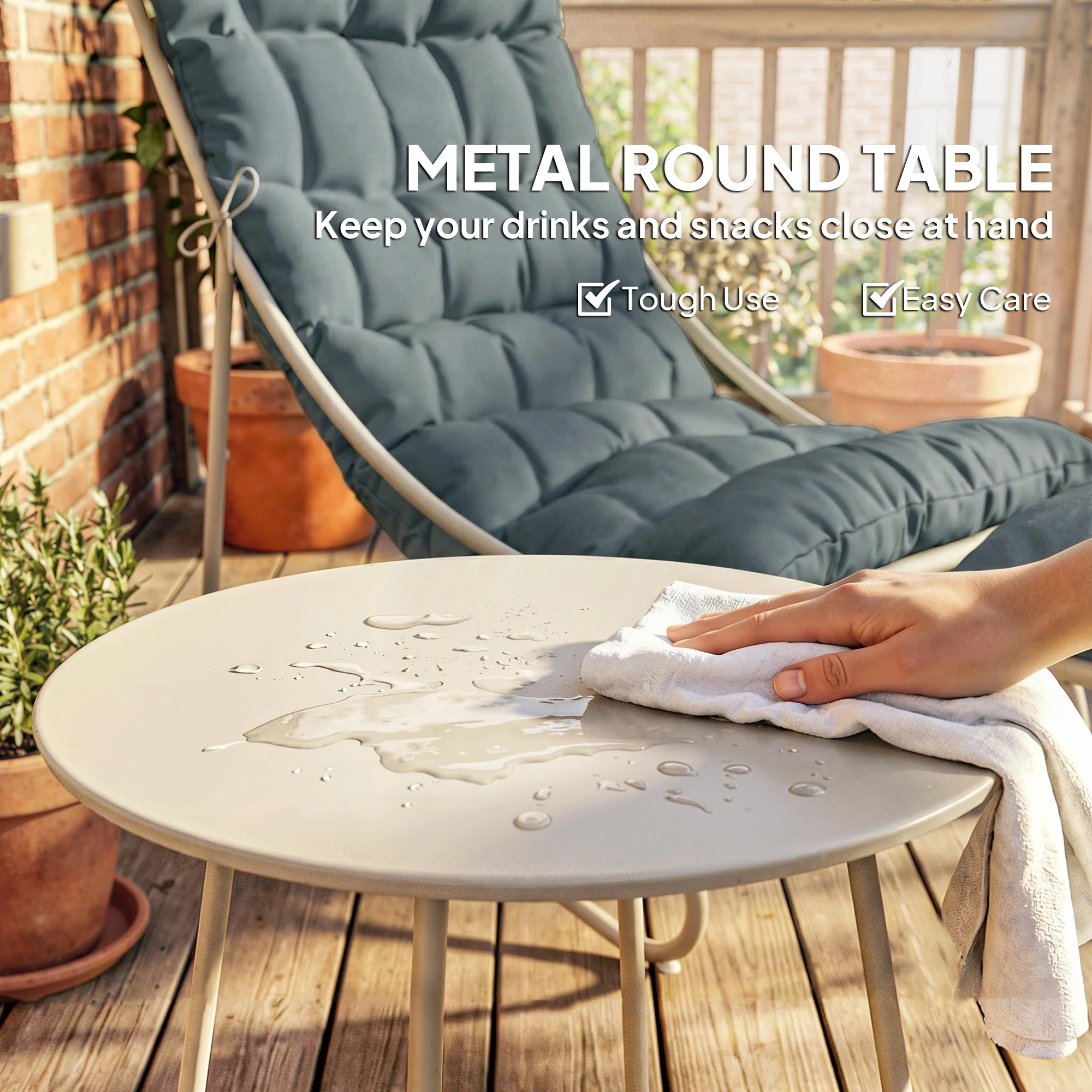 Outsunny 3 Piece Bistro Set, Outdoor Table And Chair Set With Footstool - Image 8