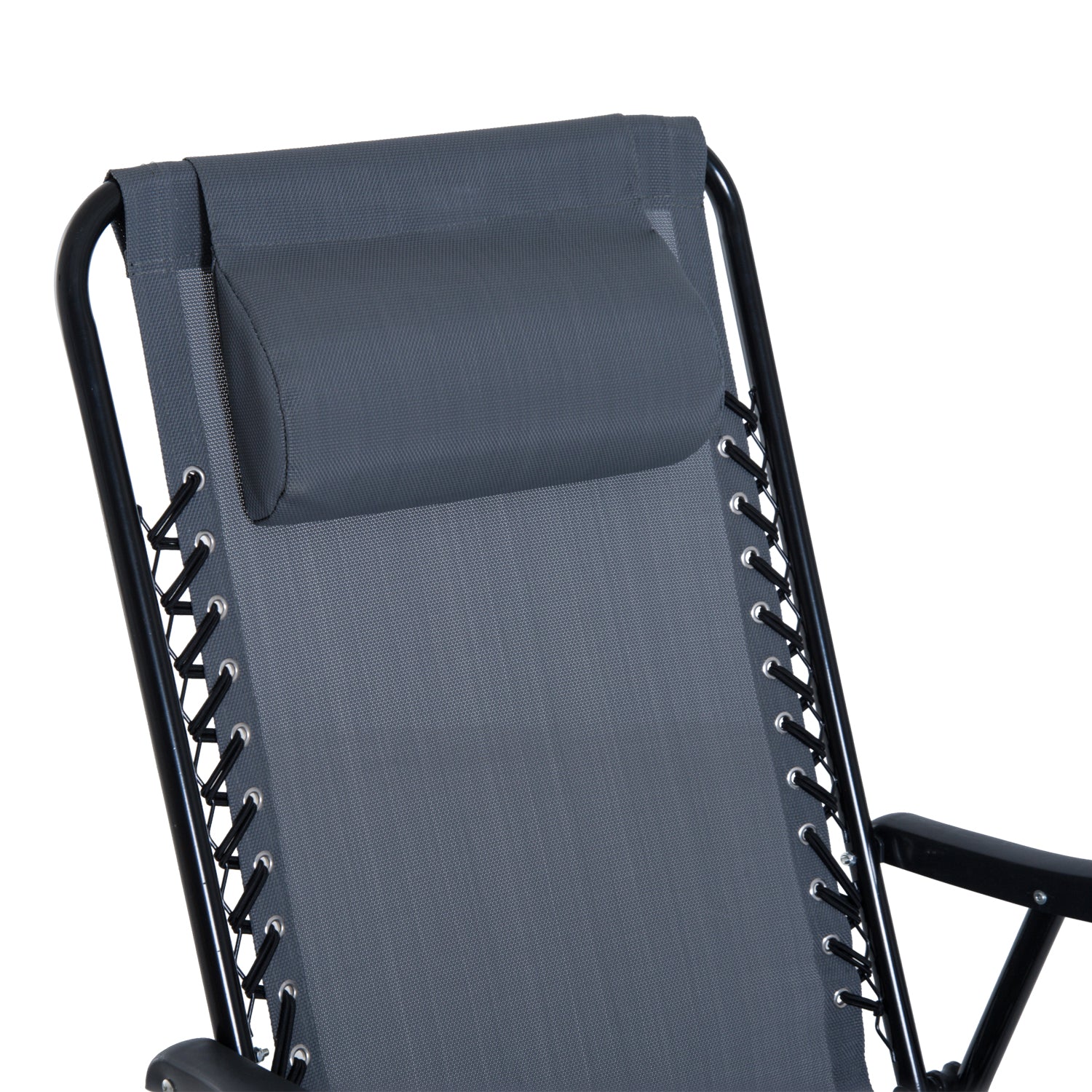 Outsunny 3 Piece Outdoor Rocking Bistro Set, Patio Furniture Set with 2 Folding Chairs and 1 Tempered Glass Table, Grey - Image 7