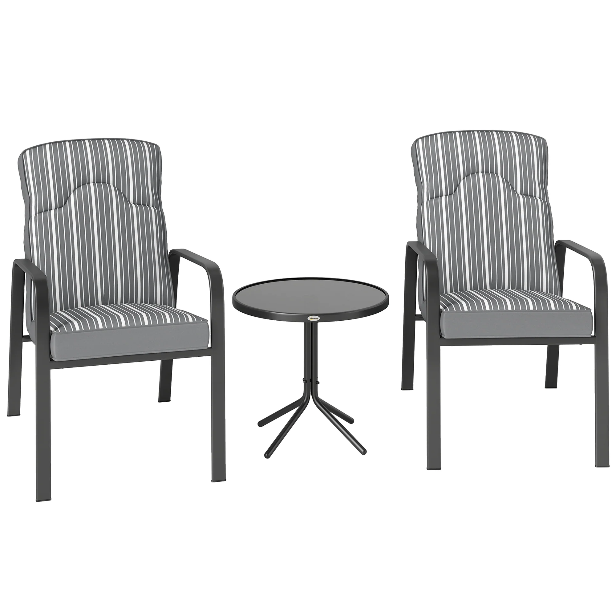 Outsunny 3-Piece Recliner Garden Chairs And Tempered Glass Table Set - Image 10