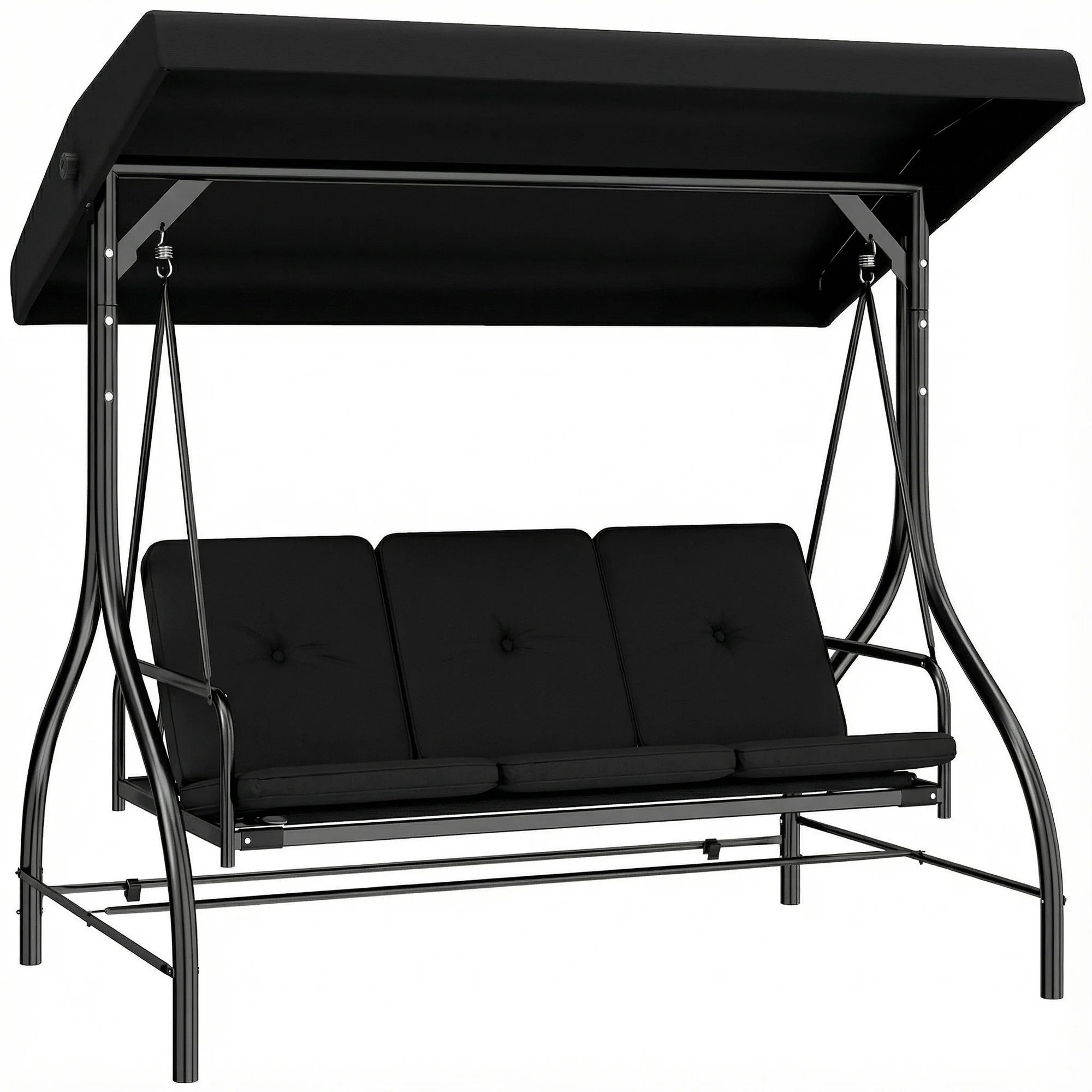 Outsunny 3 Seater Canopy Swing Chair Porch Hammock Bed, Black