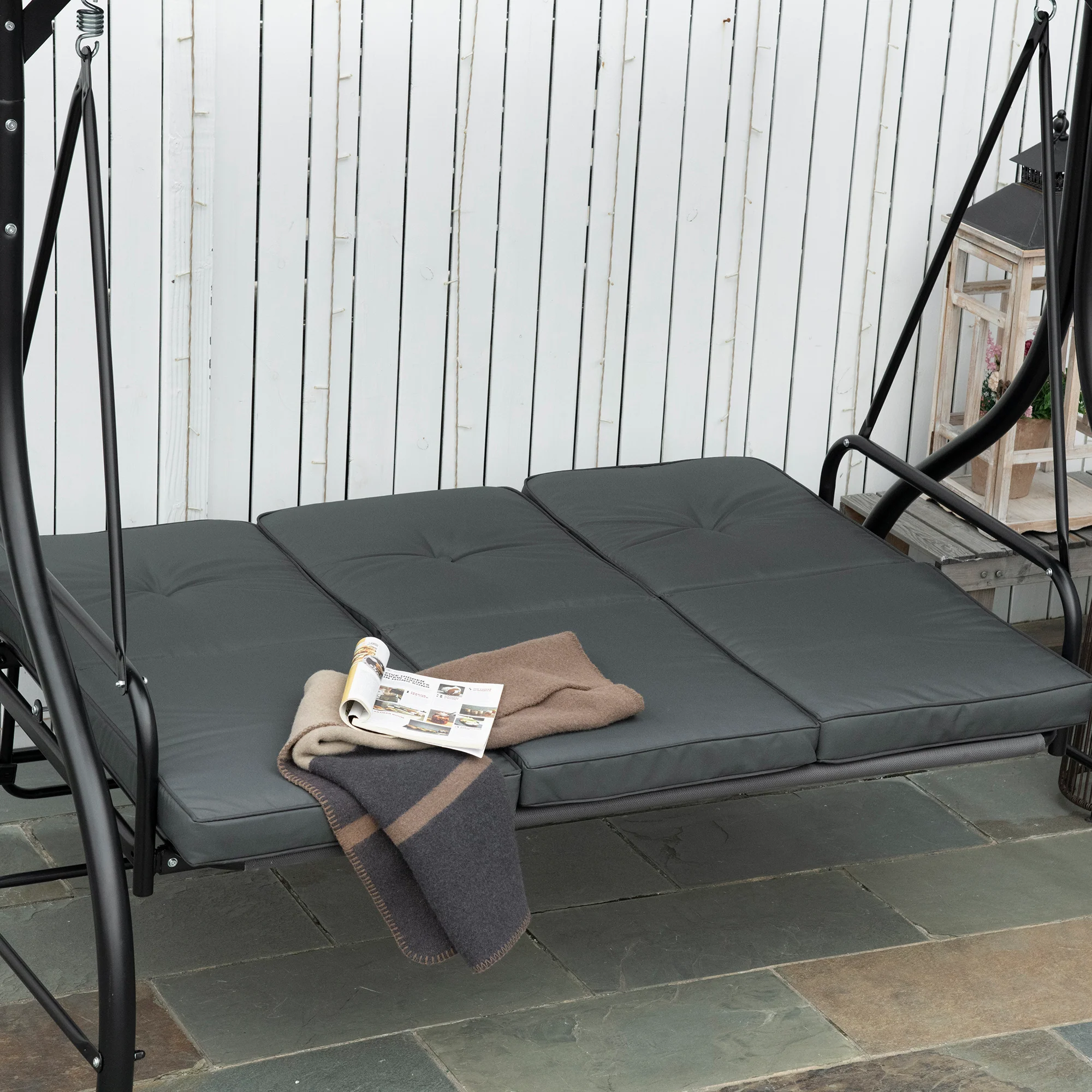 Outsunny 3 Seater Canopy Swing Chair Porch Hammock Bed Rocking Bench - Image 8