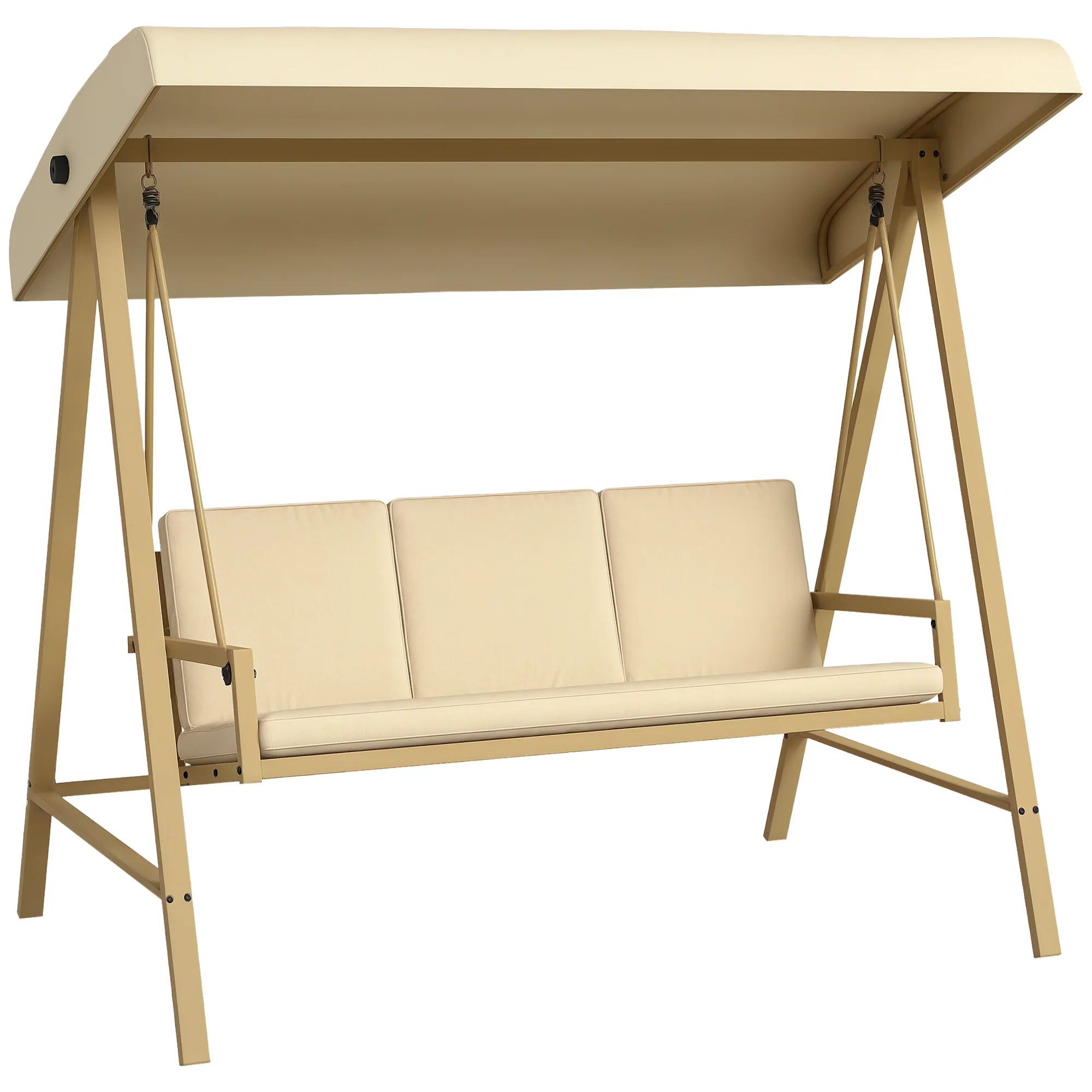 Outsunny 3 Seater Garden Swing Chair with Adjustable Canopy and Cushions