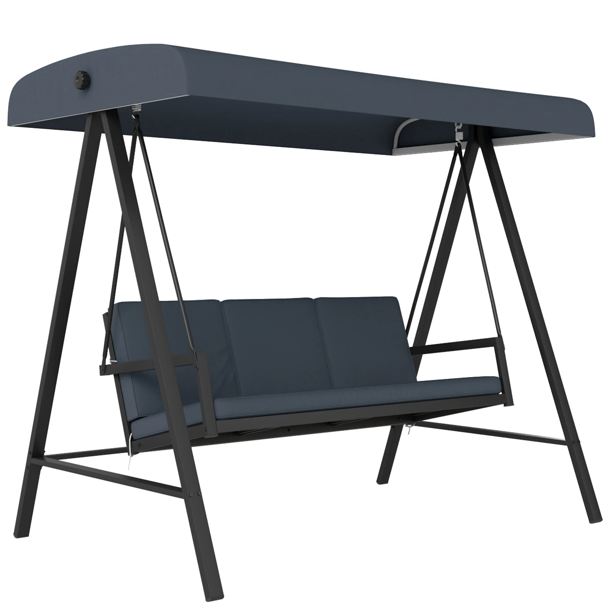 Outsunny 3 Seater Garden Swing Chair with Adjustable Canopy and Cushions - Image 10