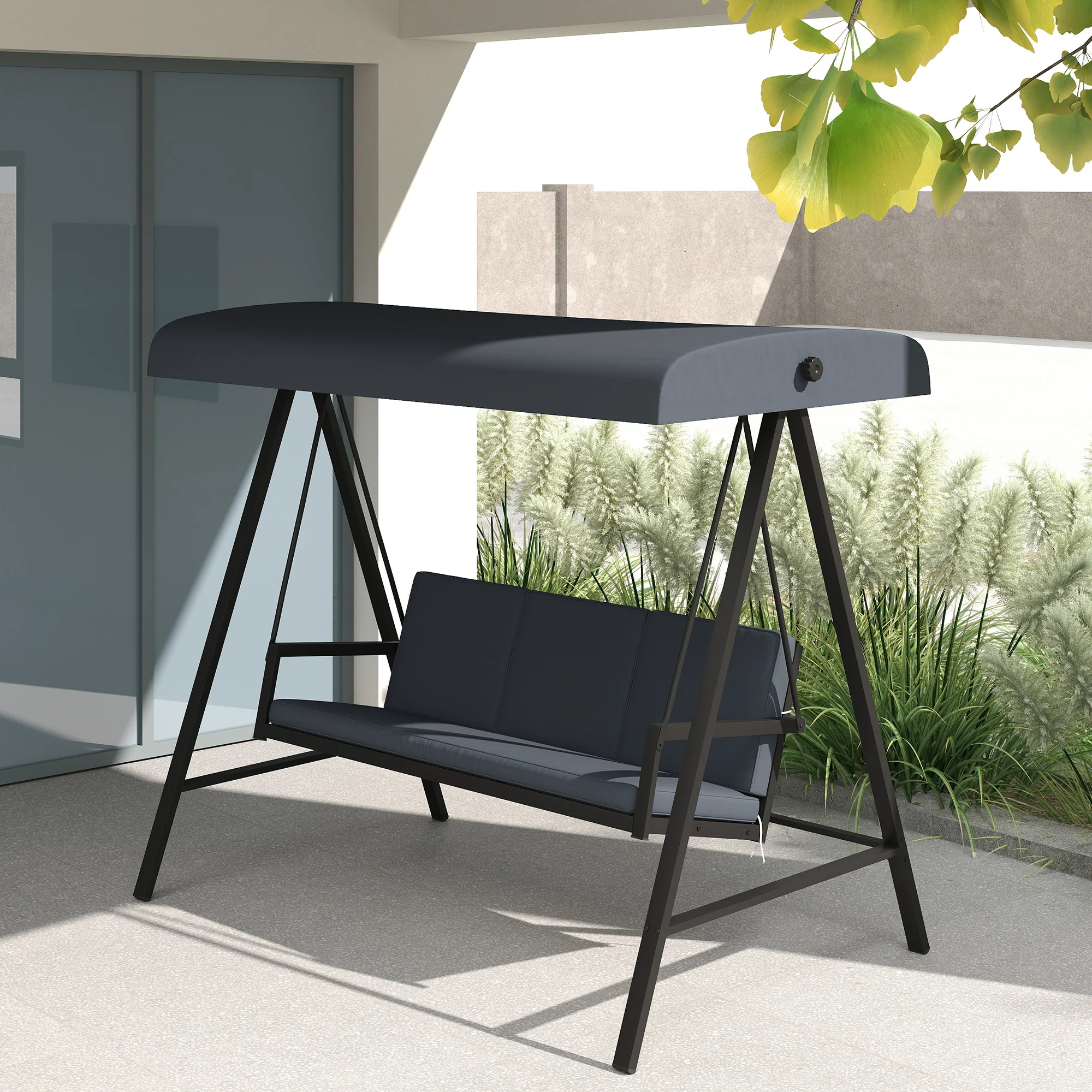 Outsunny 3 Seater Garden Swing Chair with Adjustable Canopy and Cushions - Image 17