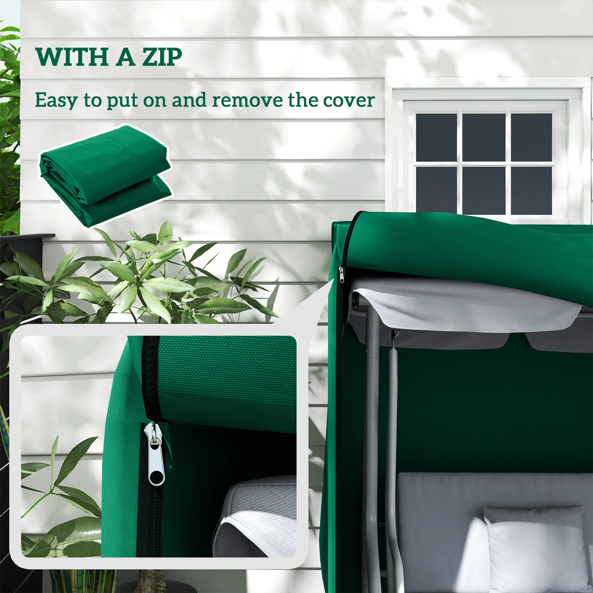 Outsunny 3 Seater Garden Swing Cover, Windproof And Anti-UV - Image 7