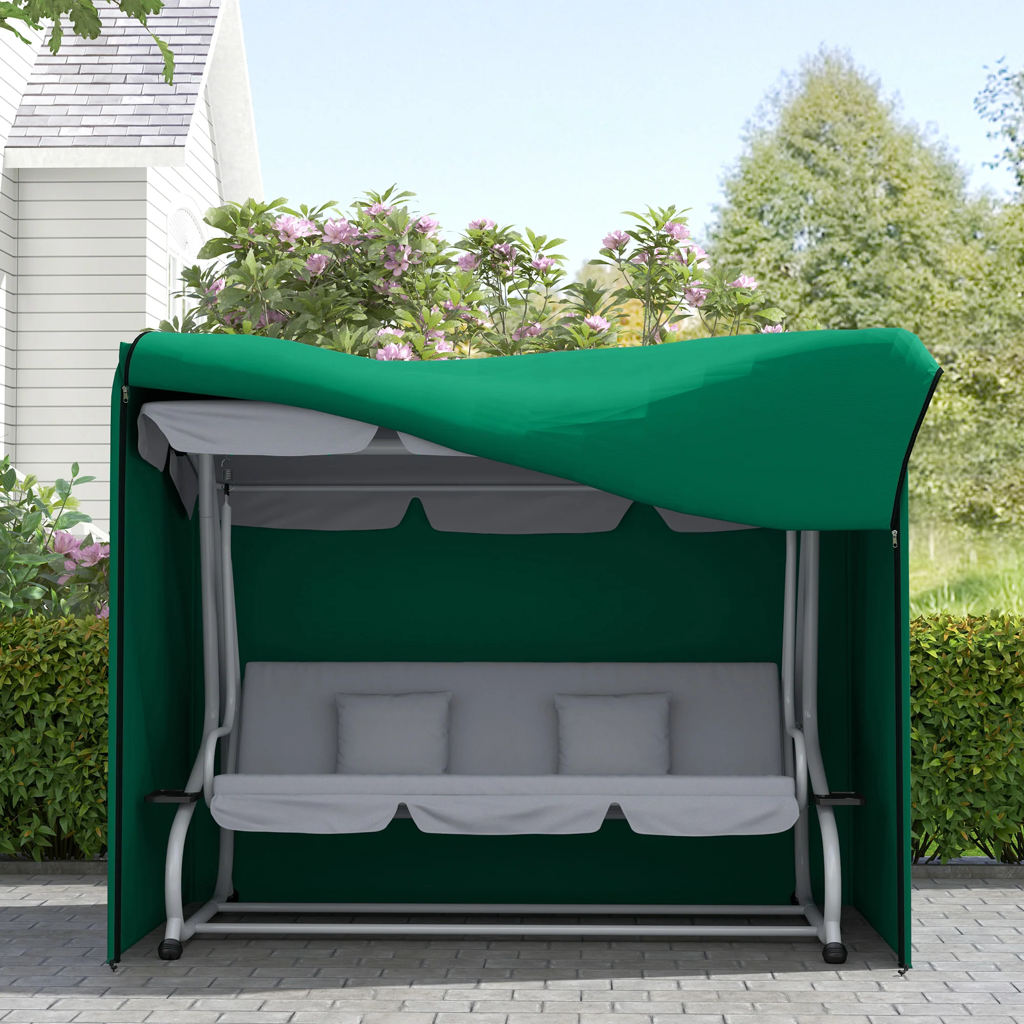Outsunny 3 Seater Garden Swing Cover, Windproof And Anti-UV - Image 9