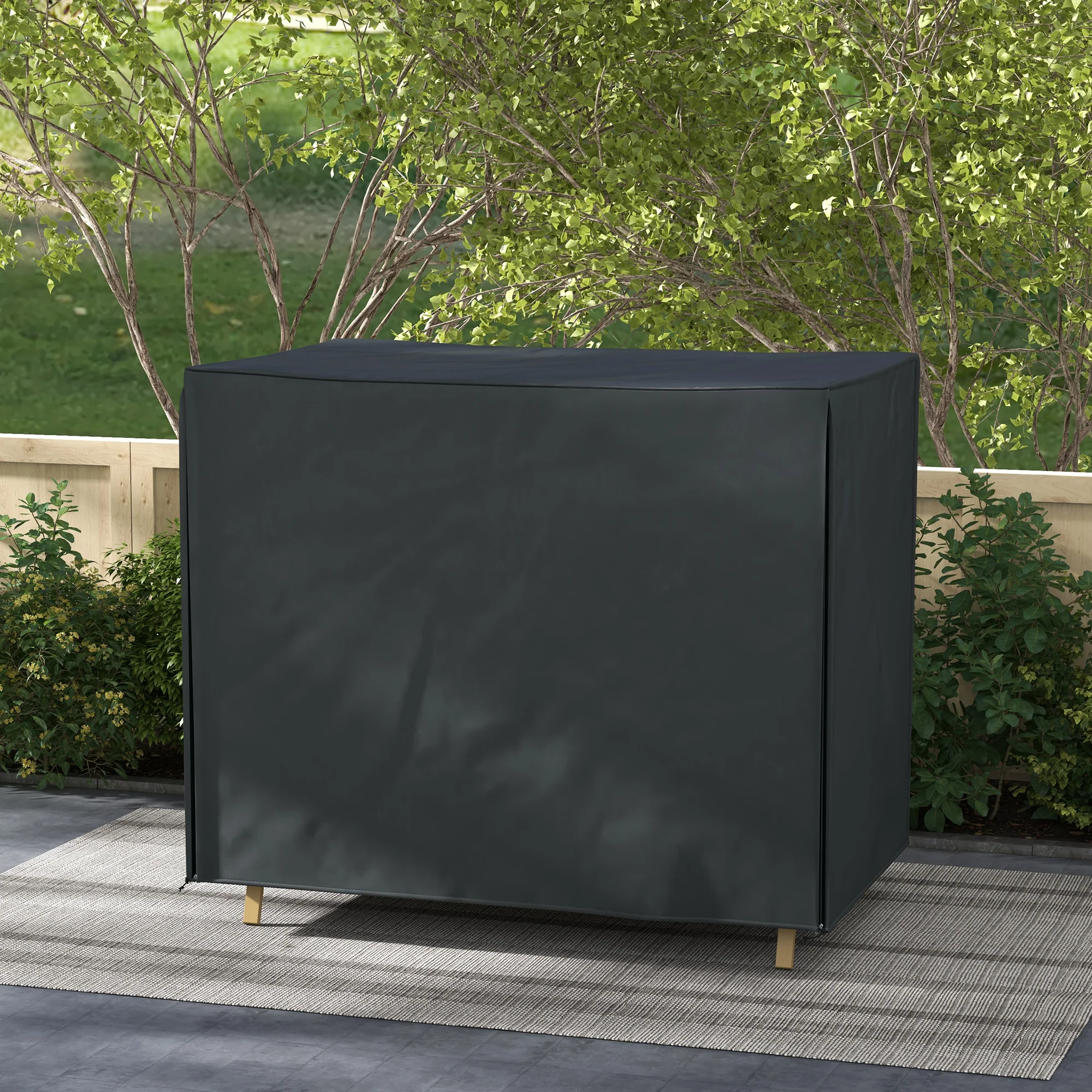 Outsunny 3 Seater Garden Swing Cover, Windproof and Anti-UV, Black - Image 2