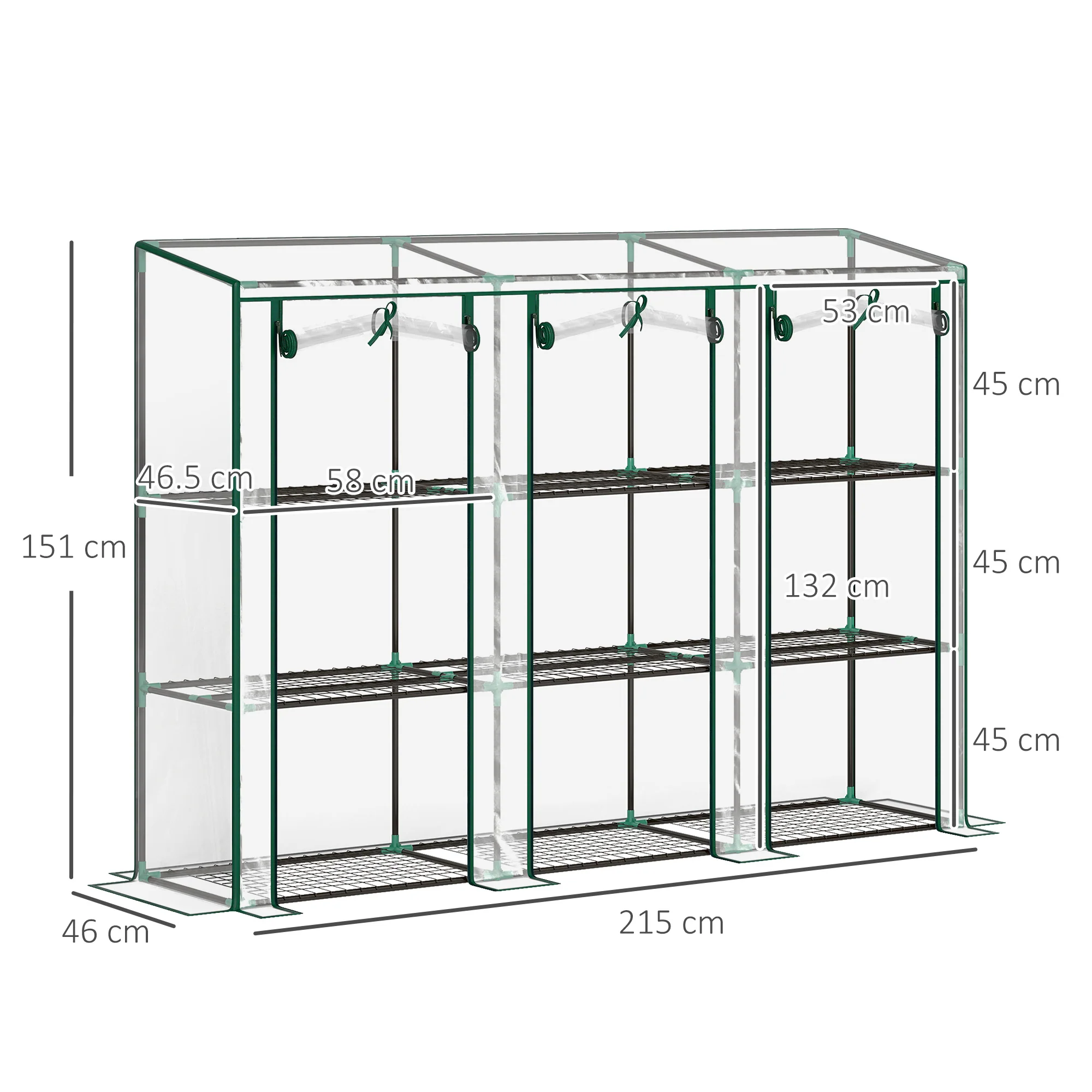 Outsunny 3 Tier Lean-to Mini Greenhouse With Plastic Cover, Clear - Image 5