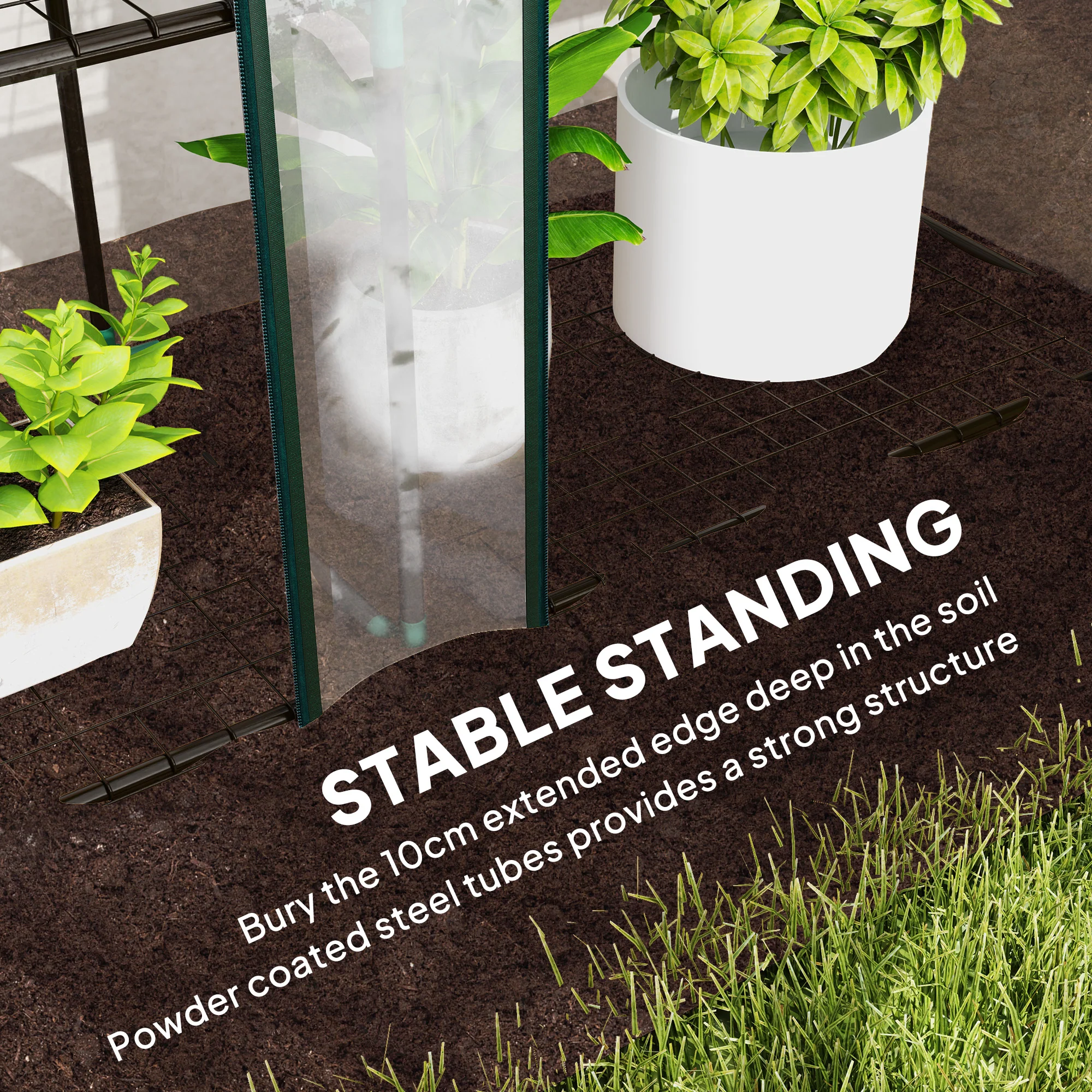 Outsunny 3 Tier Lean-to Mini Greenhouse With Plastic Cover, Clear - Image 7