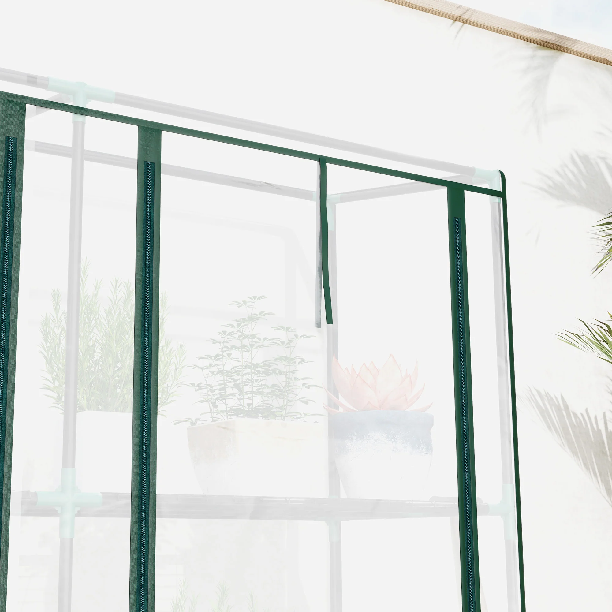 Outsunny 3 Tier Lean-to Mini Greenhouse With Plastic Cover, Clear - Image 8