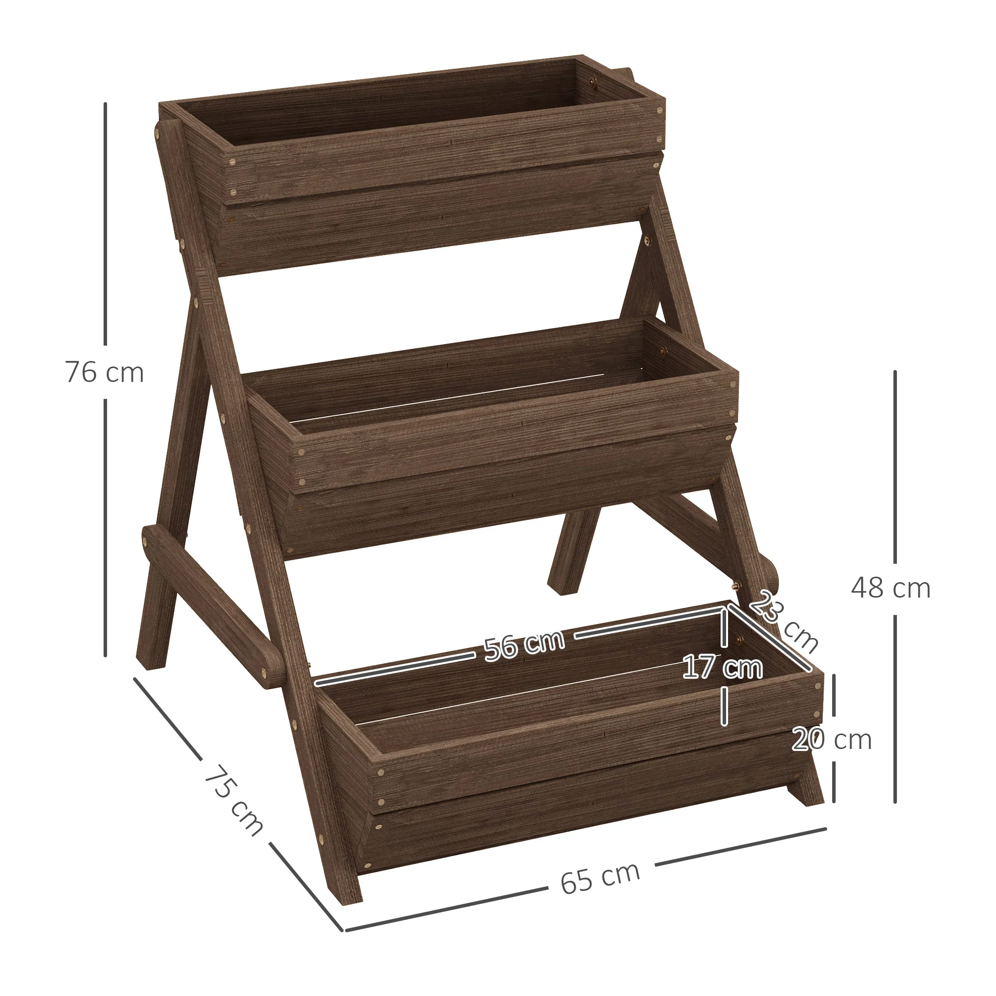 Outsunny 3 Tier Raised Garden Bed Wooden Elevated Planter Box Kit, Tan - Image 5