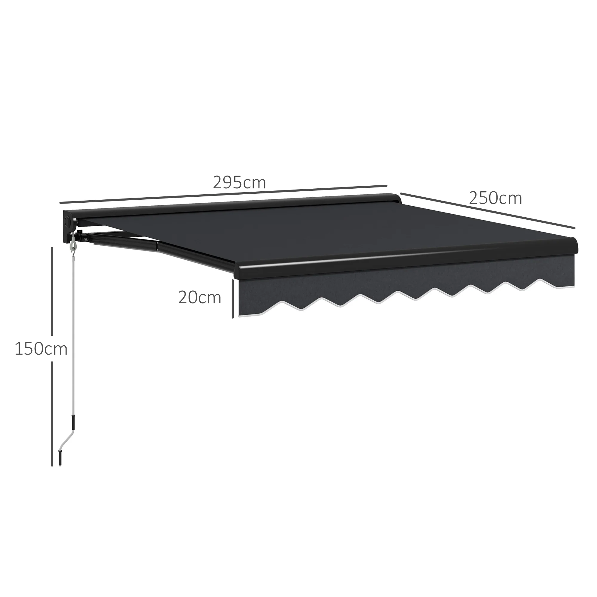 Outsunny 3 x 2.5m Electric Awning with LED Light, Sun Canopies for Patio - Image 5