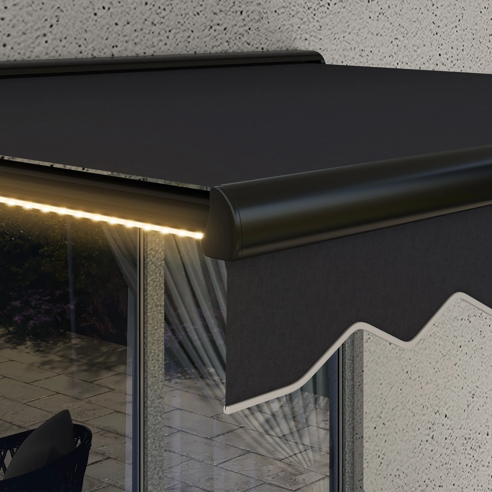 Outsunny 3 x 2.5m Electric Awning with LED Light, Sun Canopies for Patio - Image 9