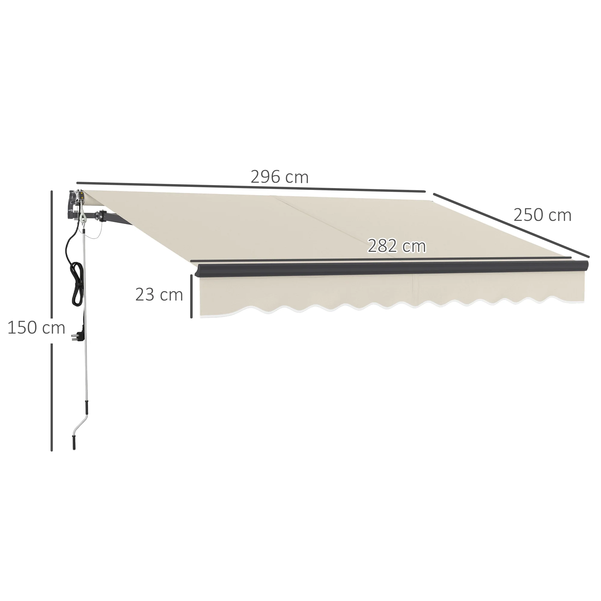 Outsunny 3 X 2.5m Electric Retractable Awning W/ Aluminium Frame - Image 5