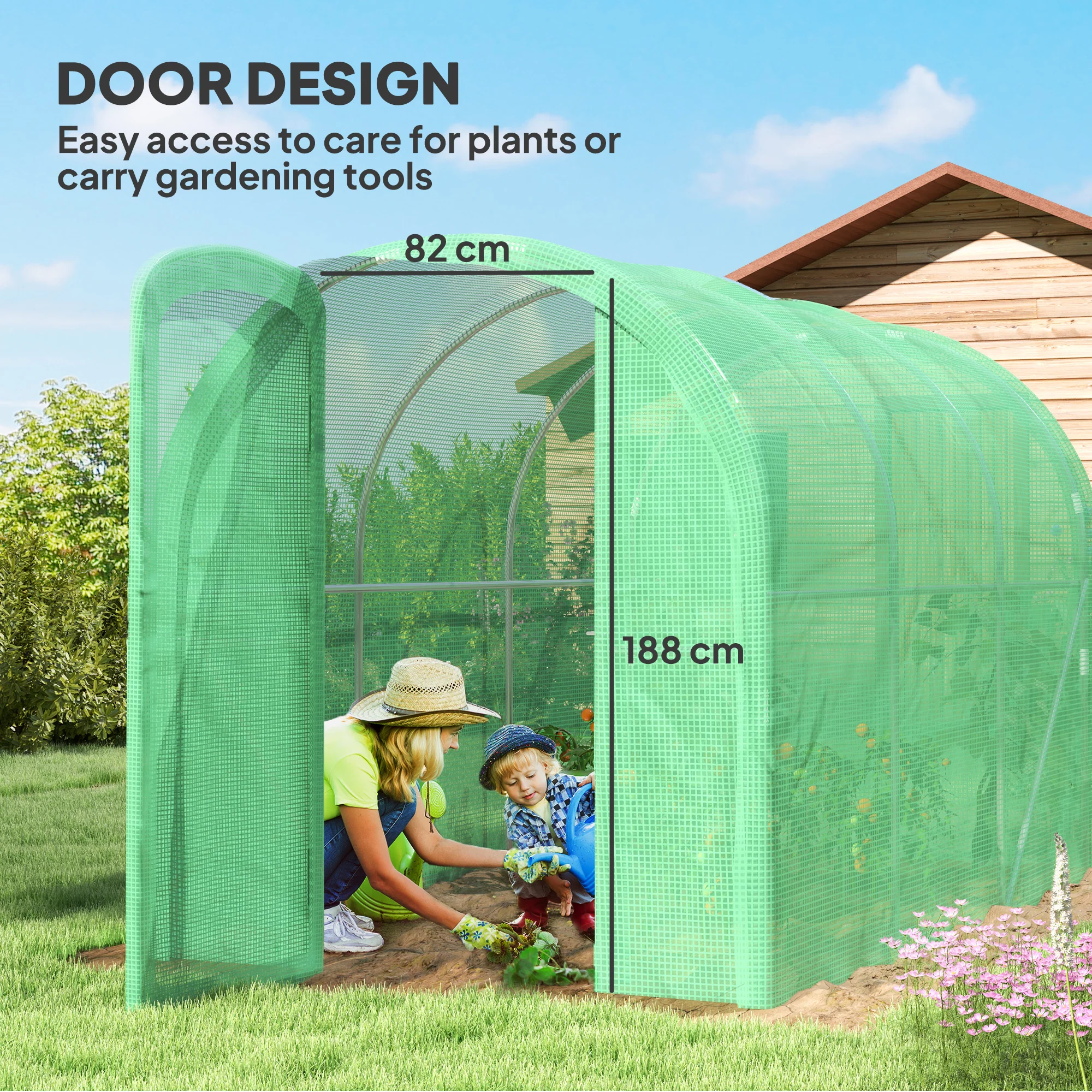 Outsunny 3 X 2 X 2m Polytunnel Greenhouse With Door, Galvanised Steel Frame - Image 4