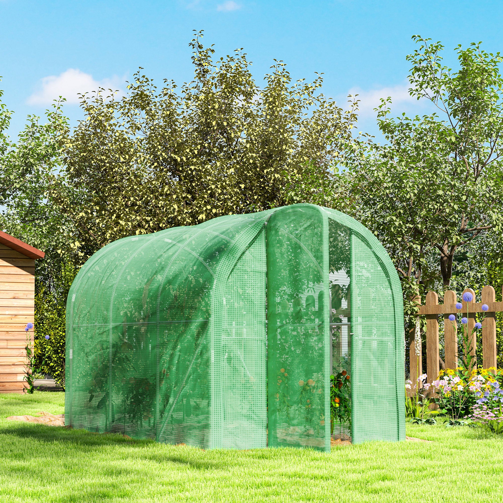 Outsunny 3 X 2 X 2m Polytunnel Greenhouse With Door, Galvanised Steel Frame - Image 8