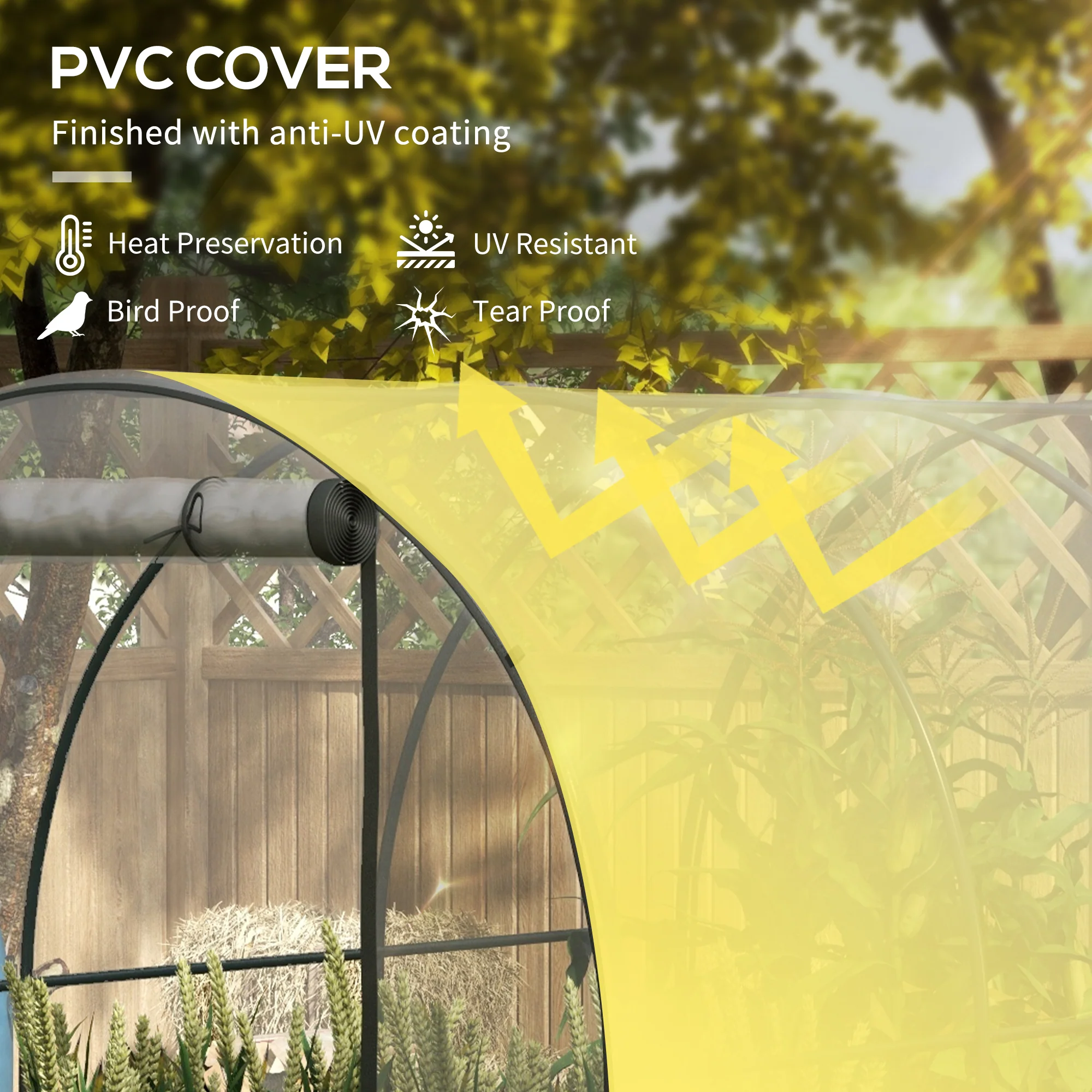 Outsunny 3 x 2 x 2m Polytunnel Greenhouse with Door, Windows, Steel Frame - Image 3