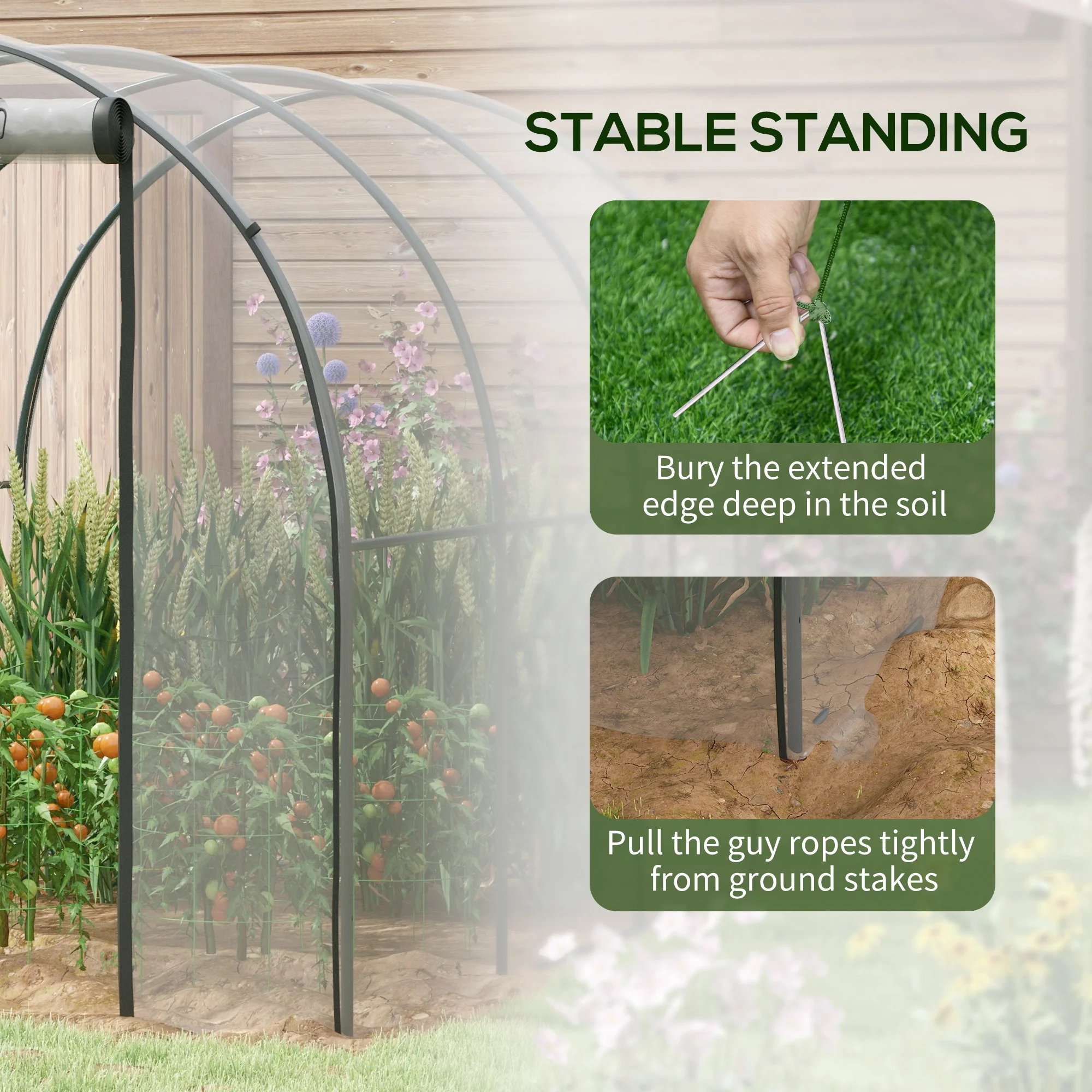 Outsunny 3 x 2 x 2m Polytunnel Greenhouse with Door, Windows, Steel Frame - Image 7