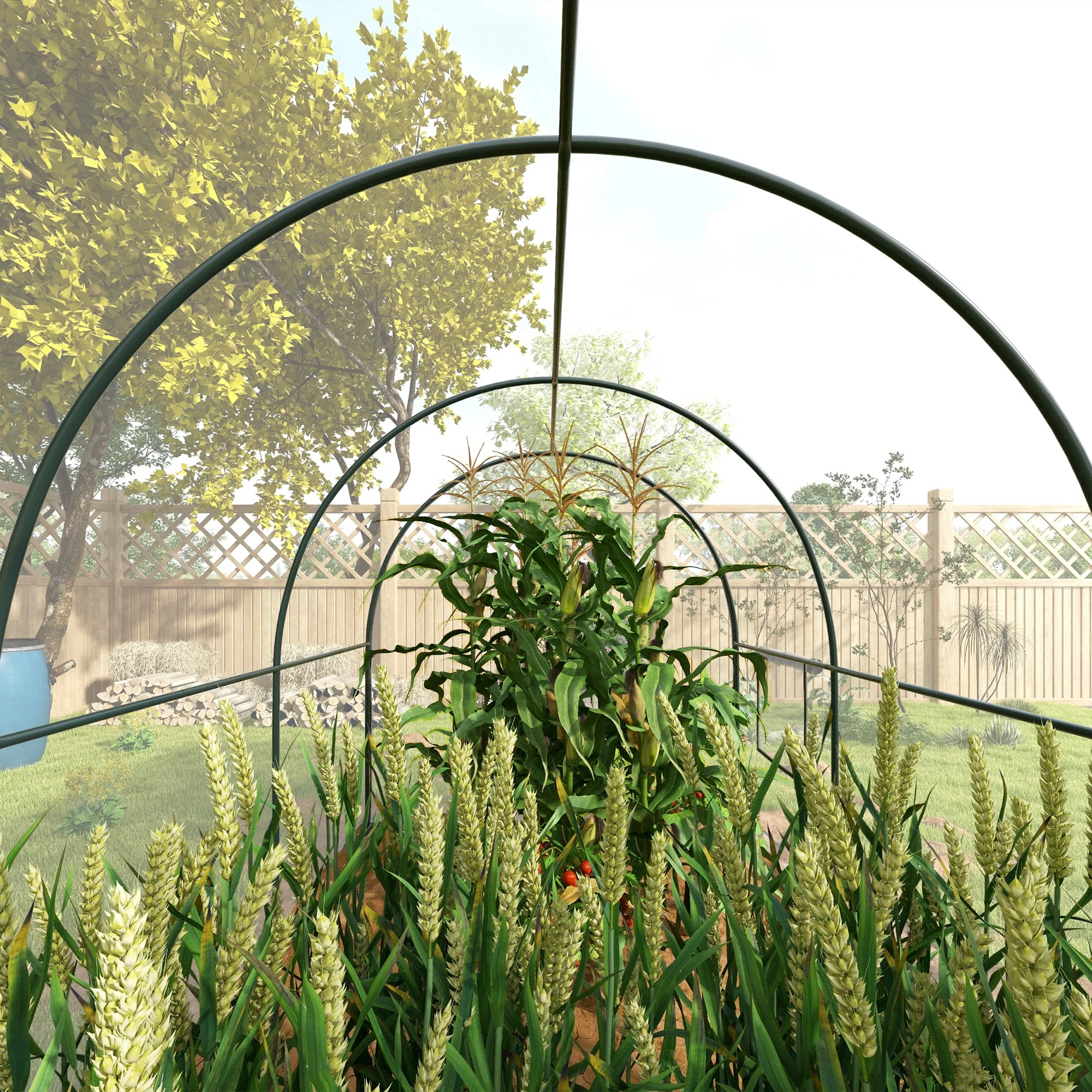 Outsunny 3 x 2 x 2m Polytunnel Greenhouse with Door, Windows, Steel Frame - Image 9