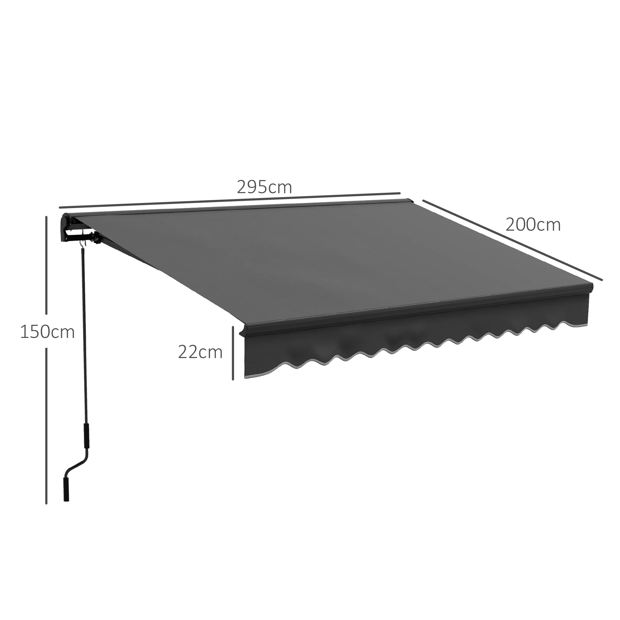 Outsunny 3 X 2m Electric Retractable Awning, Aluminium Frame - Grey - Image 14