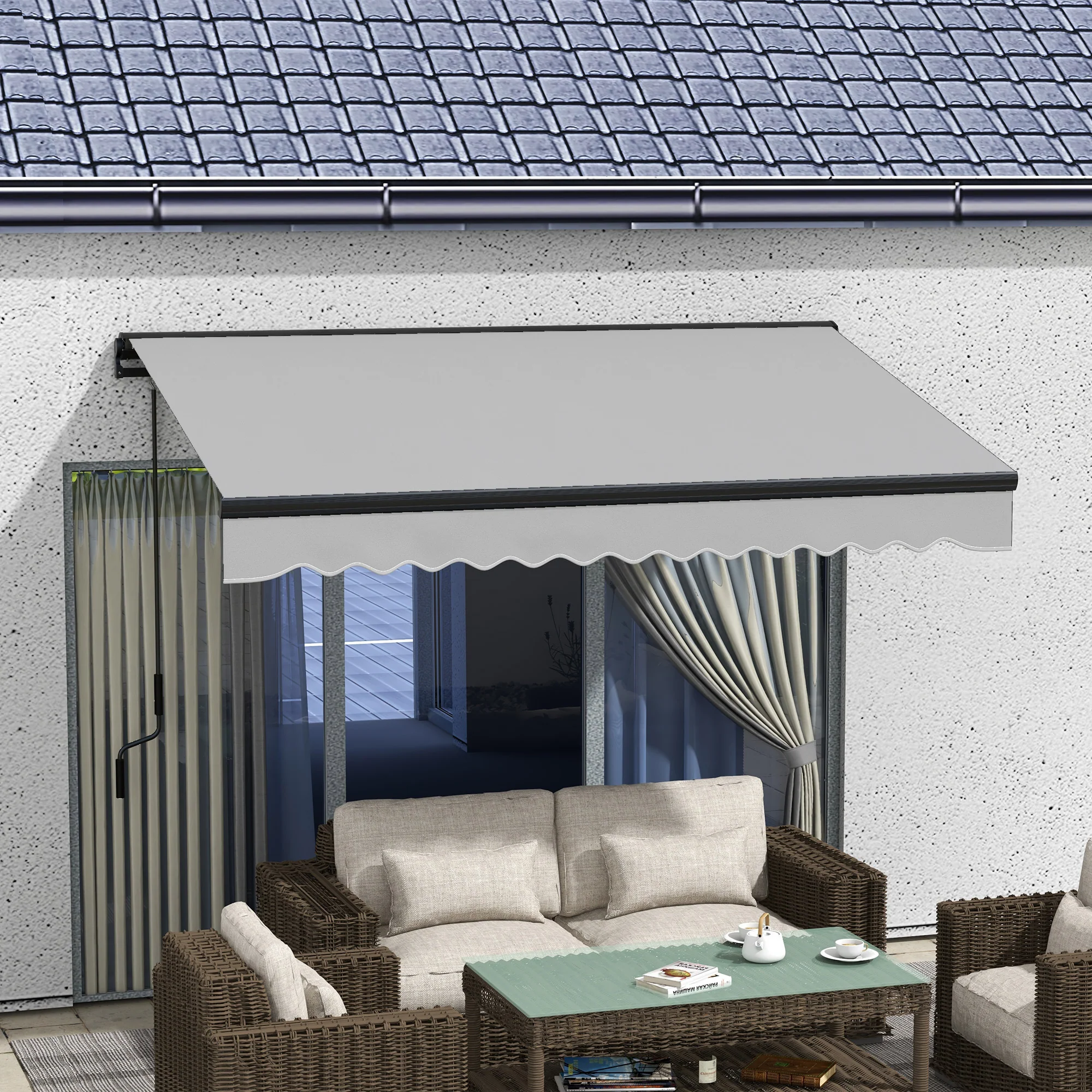 Outsunny 3 X 2m Electric Retractable Awning, Aluminium Frame - Grey - Image 2