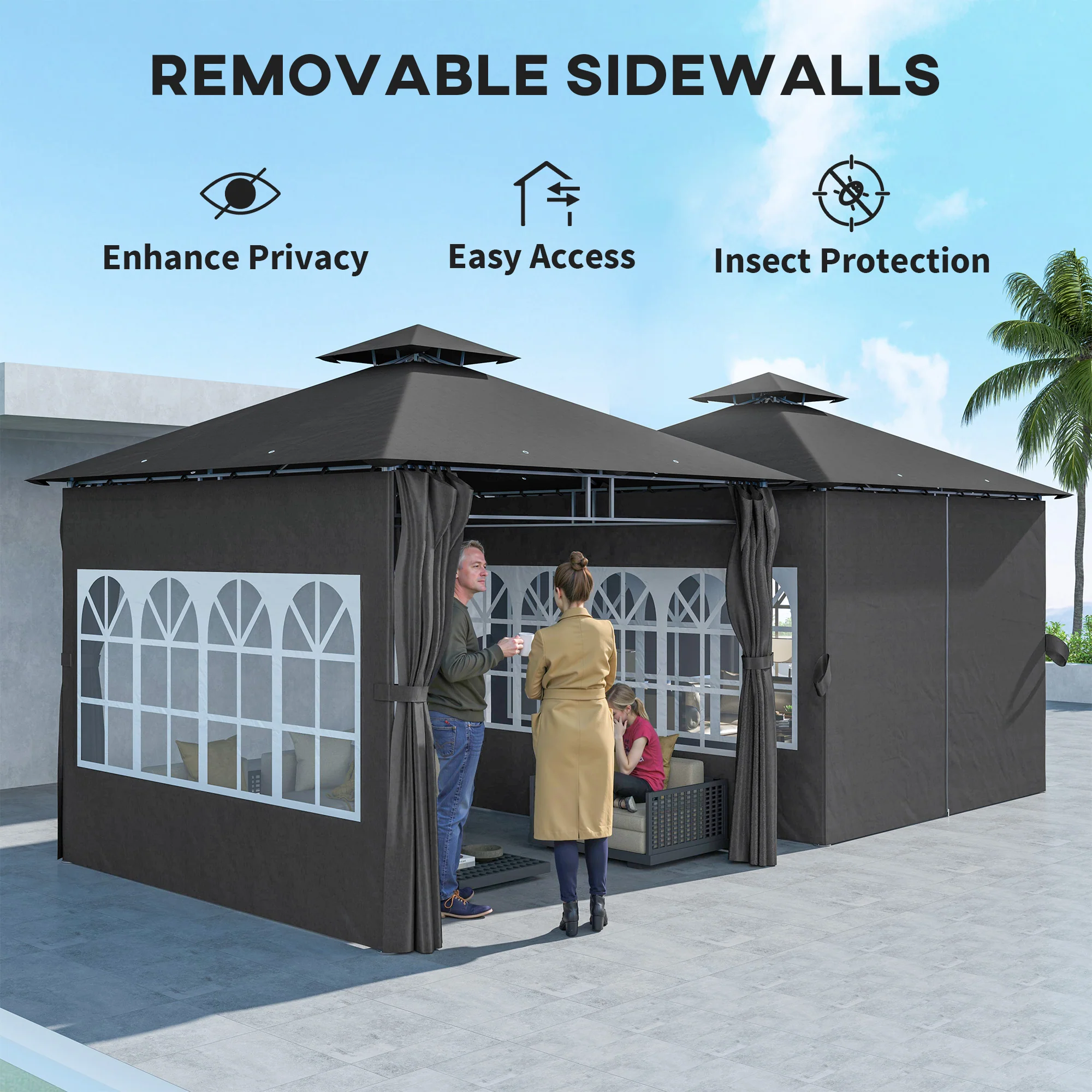 Outsunny 3 x 3 m Garden Gazebo, Outdoor Gazebo Canopy Shelter - Image 16