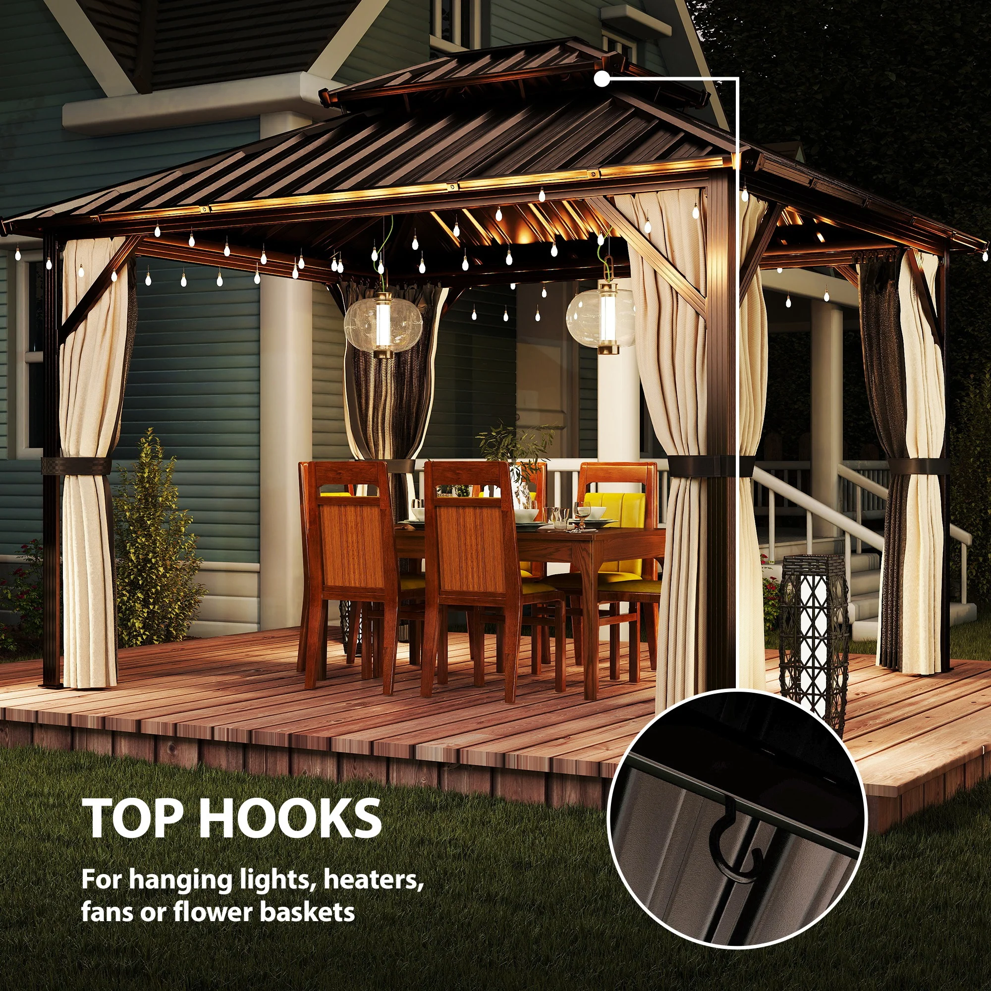 Outsunny 3 X 3 M Hardtop Gazebo Canopy With Aluminium Frame, Garden Gazebo - Image 8