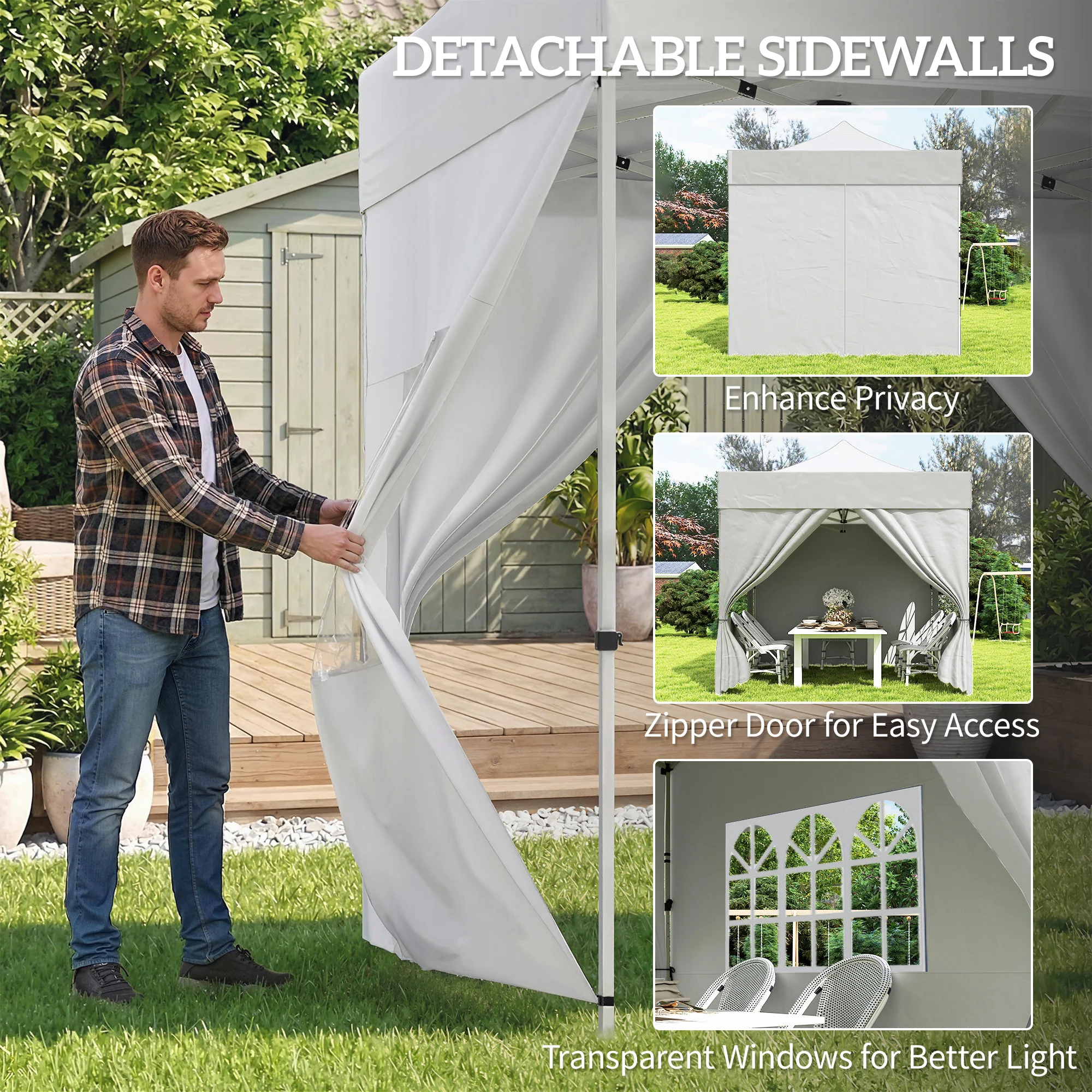 Outsunny 3 x 3 m Heavy Duty Pop Up Gazebo with Sides, UPF50+ Marquee Gazebo - Image 6