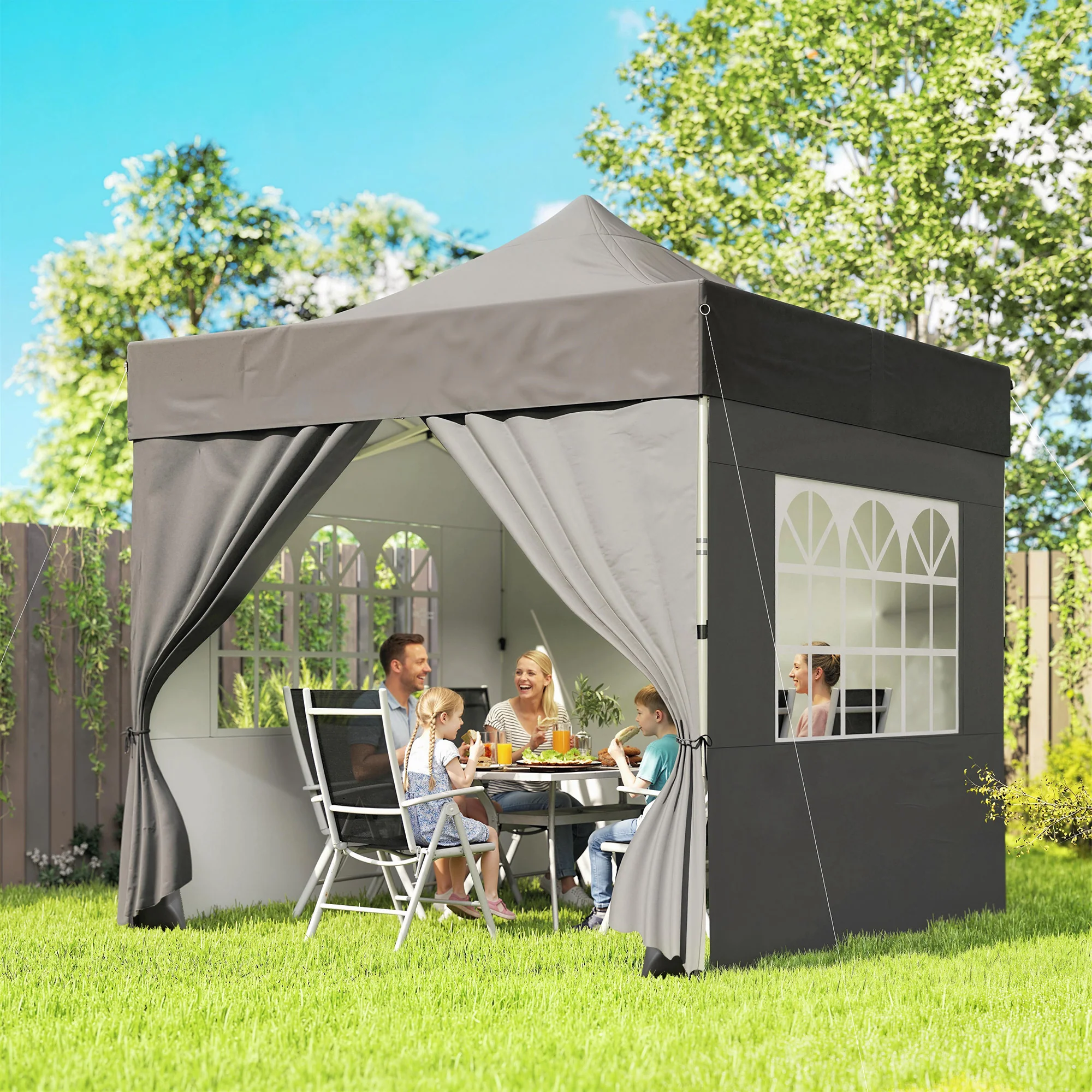 Outsunny 3 x 3 m Heavy Duty Pop Up Gazebo with Sides, UPF50+ Marquee Gazebo - Image 2