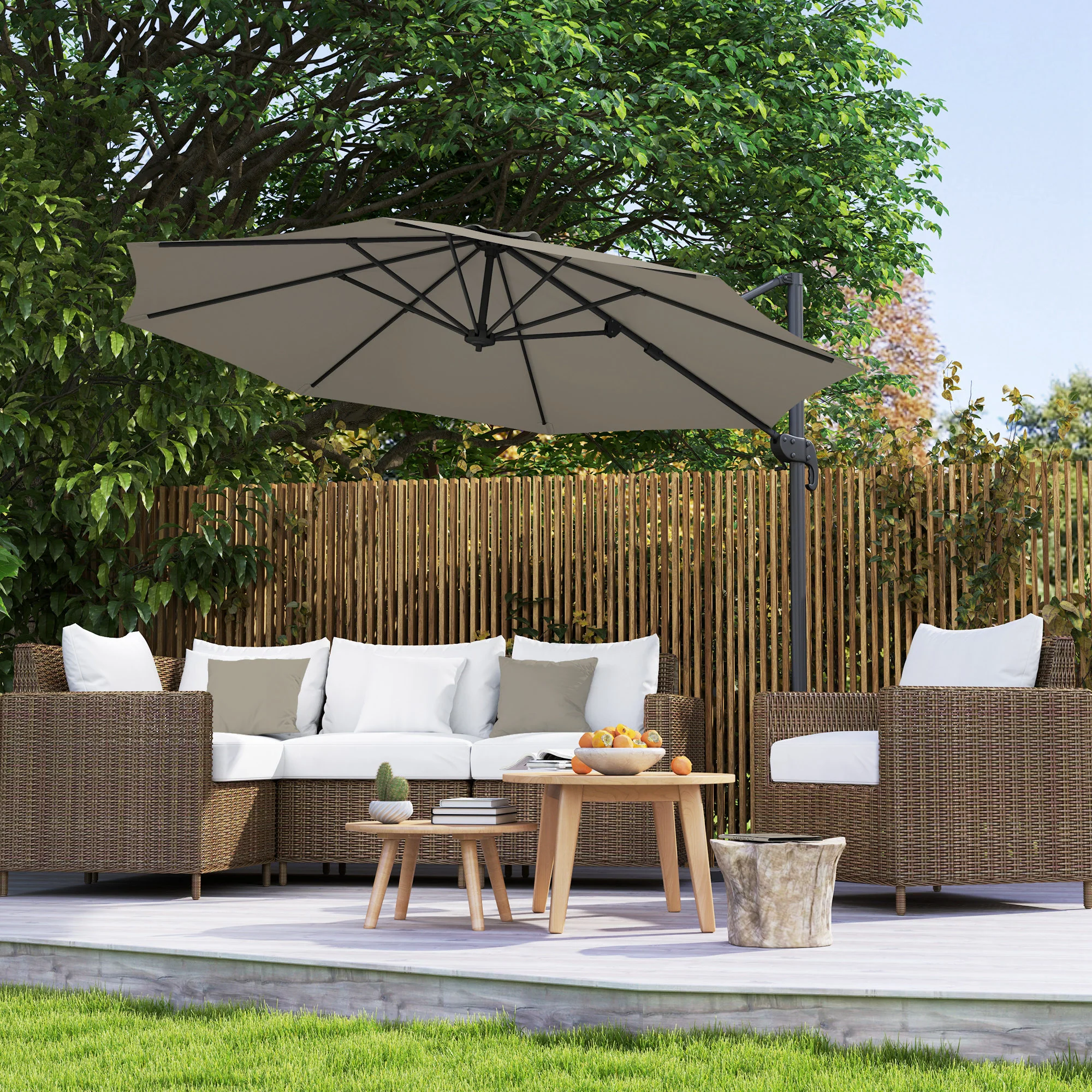 Outsunny 3 X 3(m) Cantilever Parasol Garden Umbrella With Cross Base - Image 11