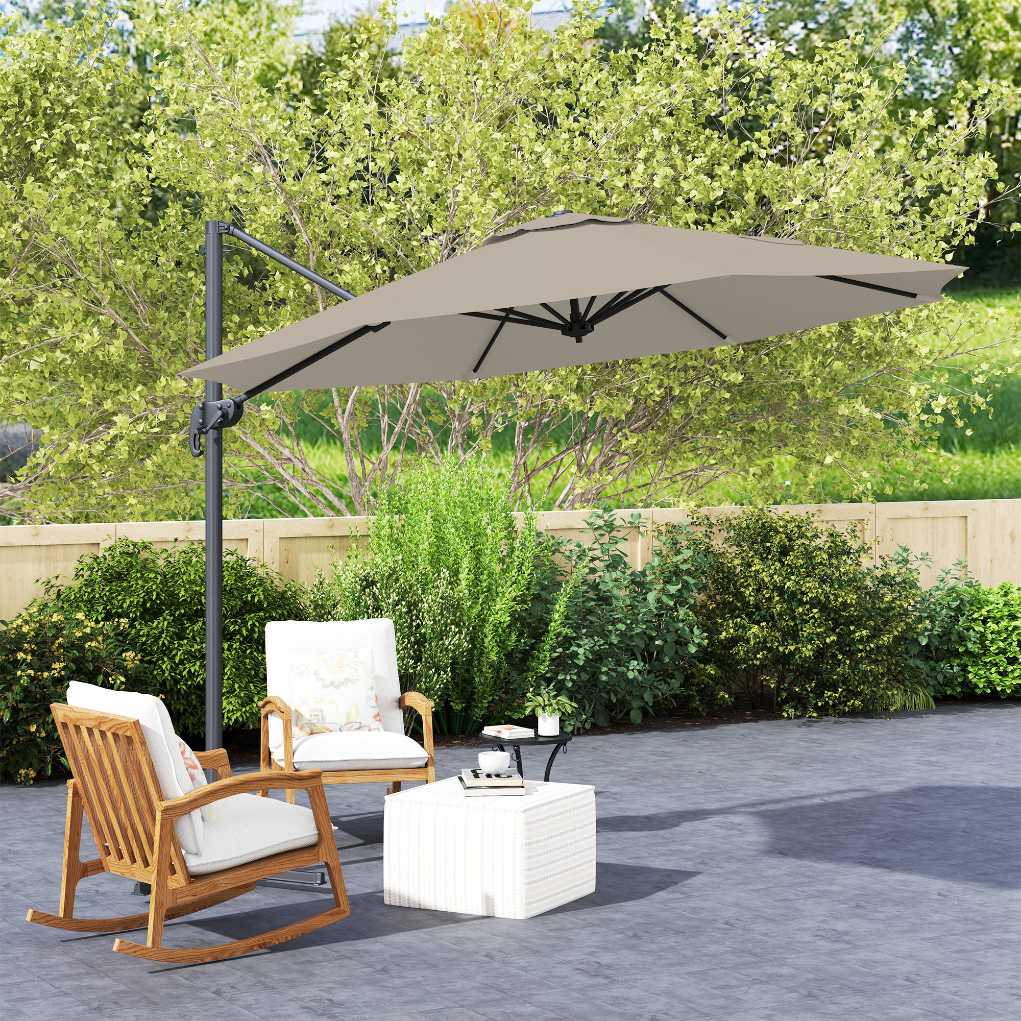 Outsunny 3 X 3(m) Cantilever Parasol Garden Umbrella With Cross Base - Image 18