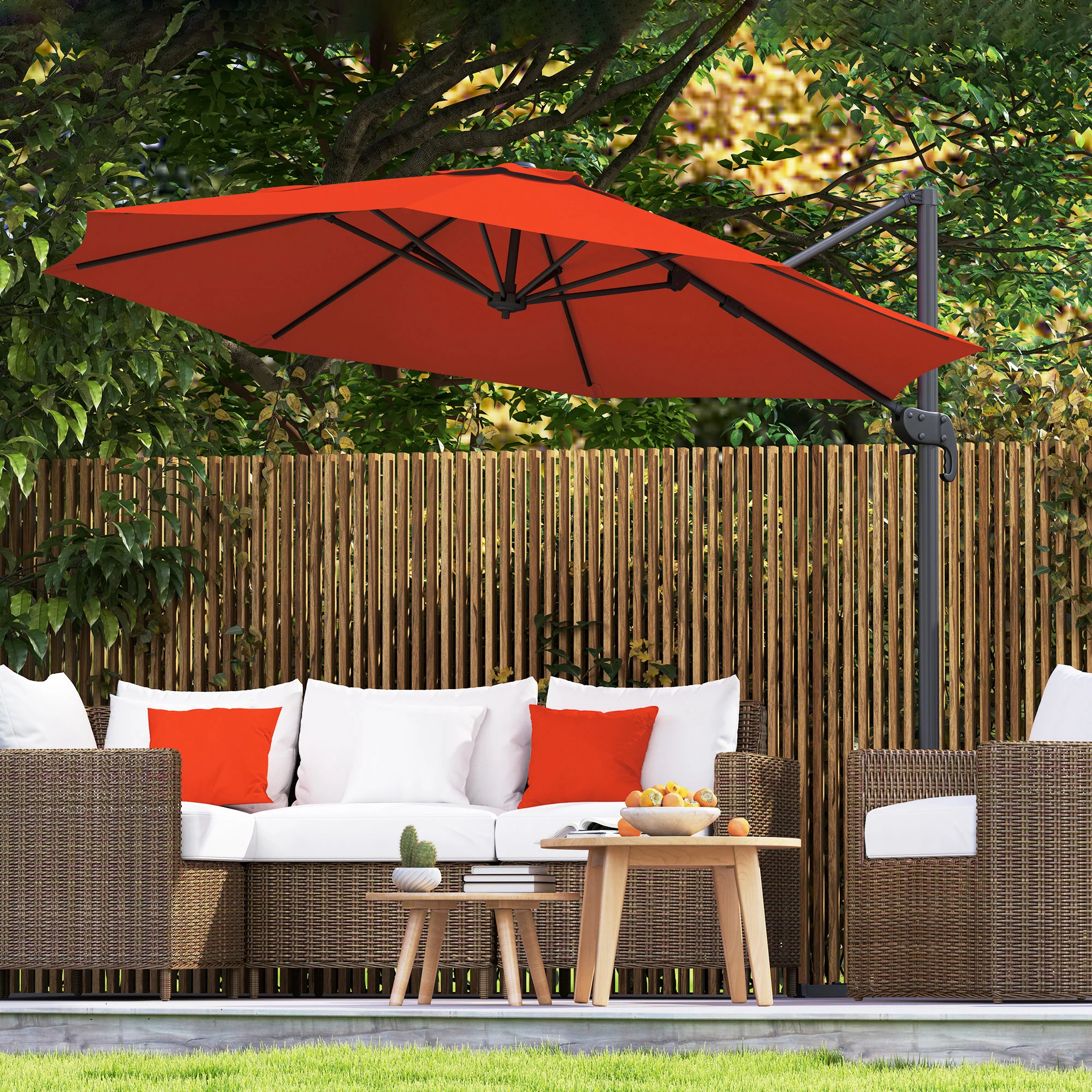 Outsunny 3 X 3(m) Cantilever Parasol Garden Umbrella With Cross Base - Image 20