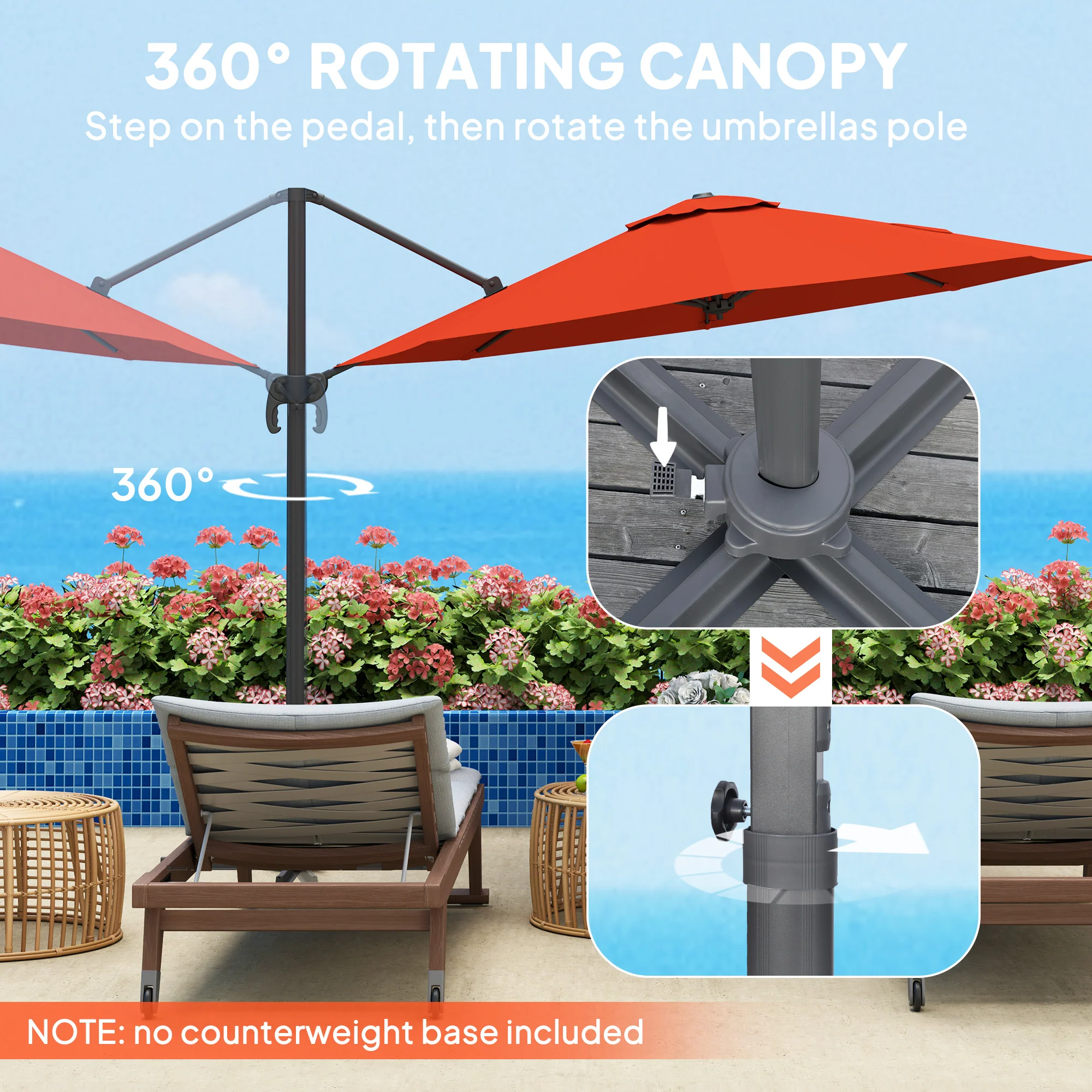 Outsunny 3 X 3(m) Cantilever Parasol Garden Umbrella With Cross Base - Image 21