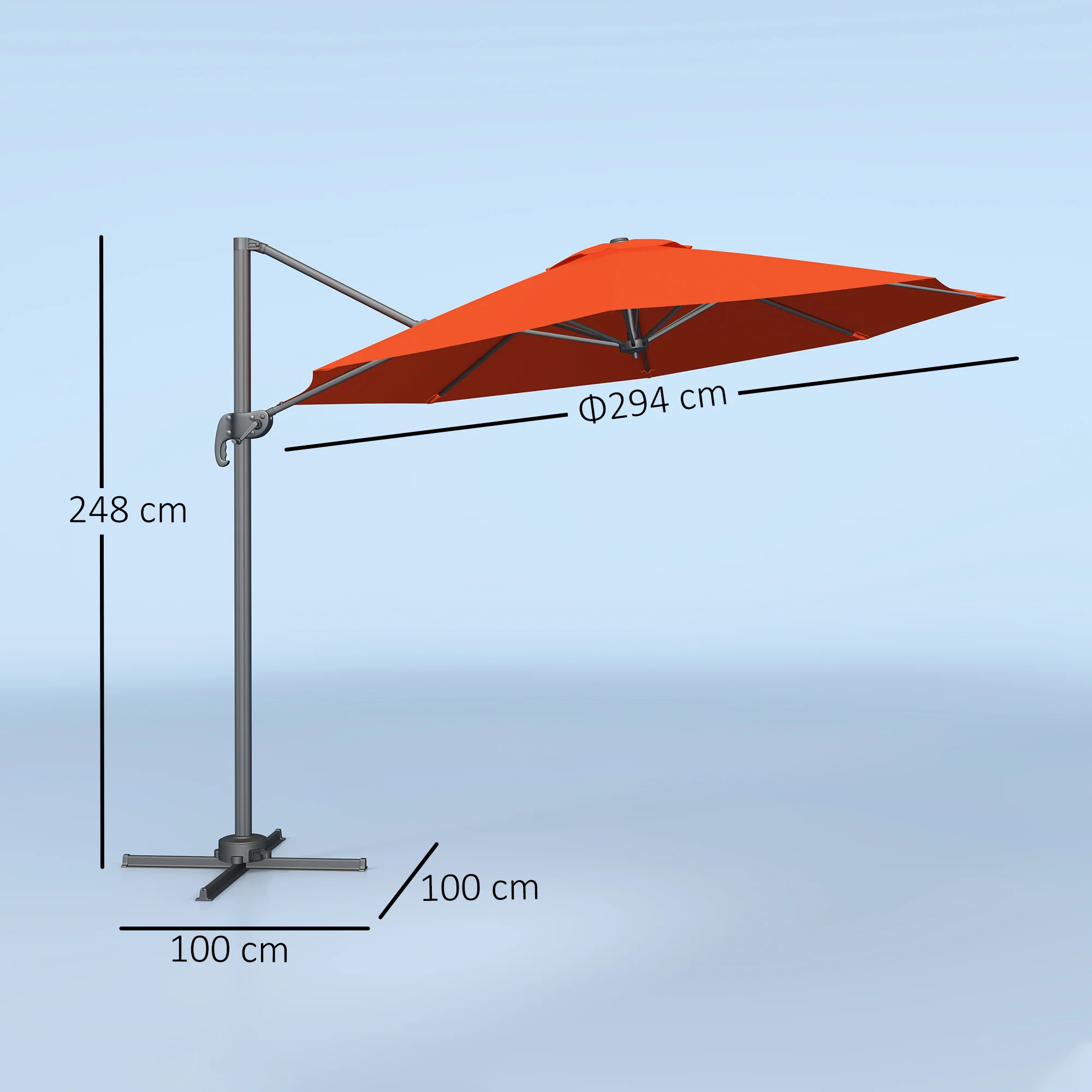 Outsunny 3 X 3(m) Cantilever Parasol Garden Umbrella With Cross Base - Image 23