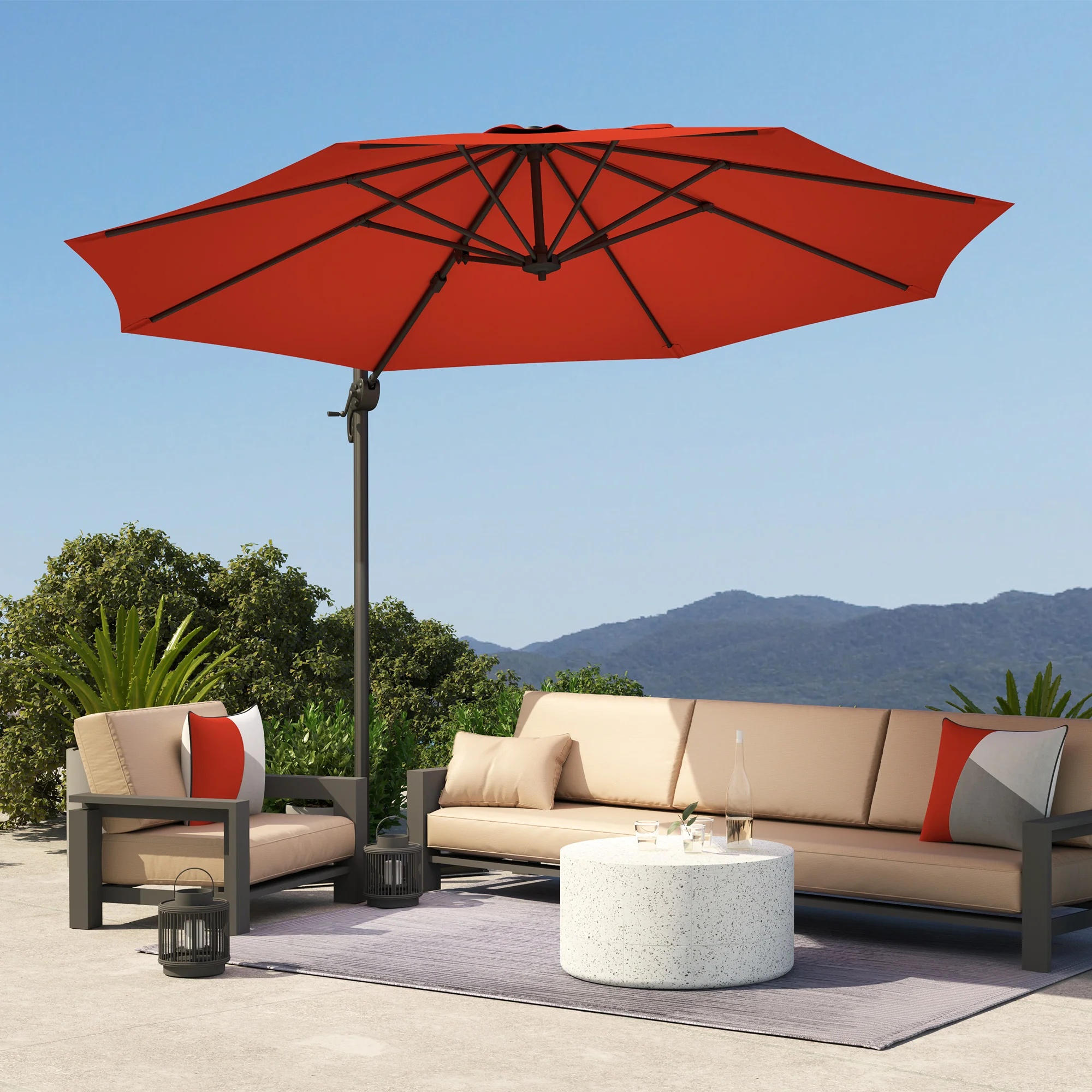 Outsunny 3 X 3(m) Cantilever Parasol Garden Umbrella With Cross Base - Image 26