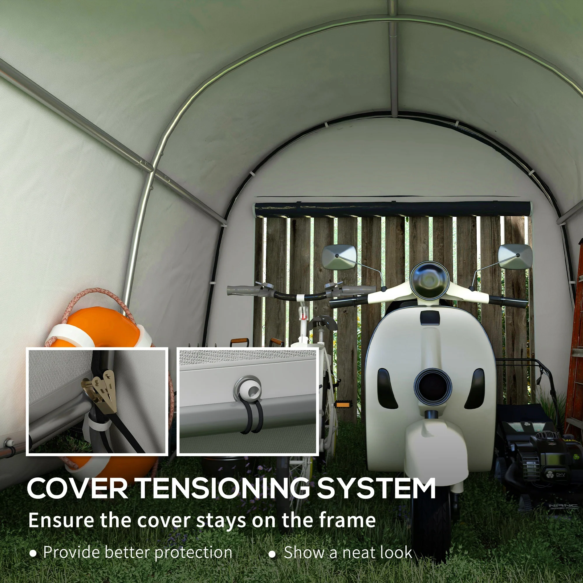Outsunny 3 x 3(m) Garden Storage Tent, Heavy Duty Outdoor Shed, Grey - Image 7