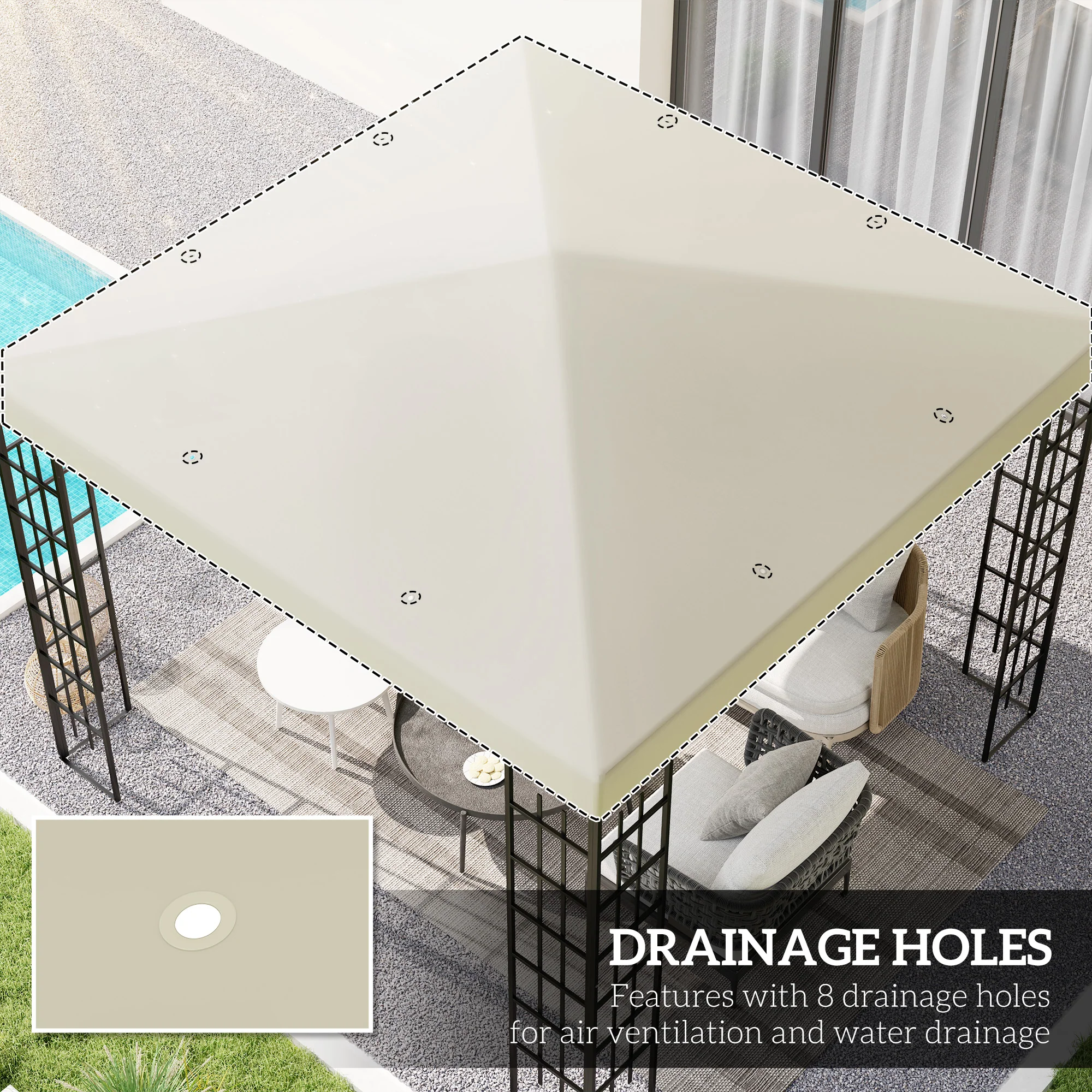 Outsunny 3 x 3(m) Gazebo Canopy Replacement Cover, UPF30+ - Image 12
