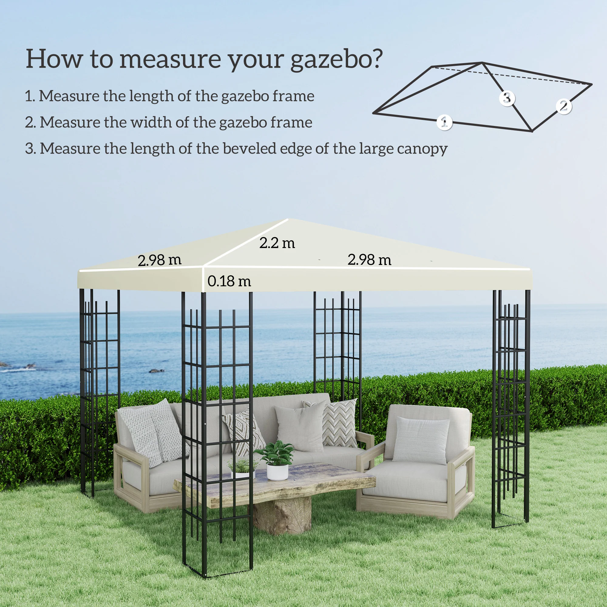 Outsunny 3 x 3(m) Gazebo Canopy Replacement Cover, UPF30+ - Image 14