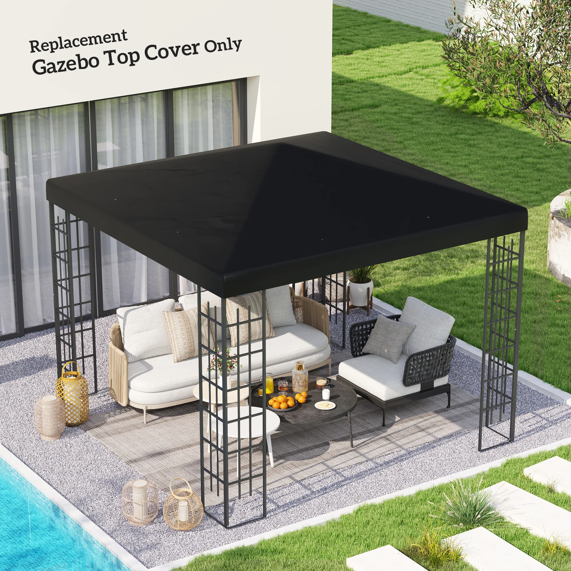Outsunny 3 x 3(m) Gazebo Canopy Replacement Cover, UPF30+ - Image 2