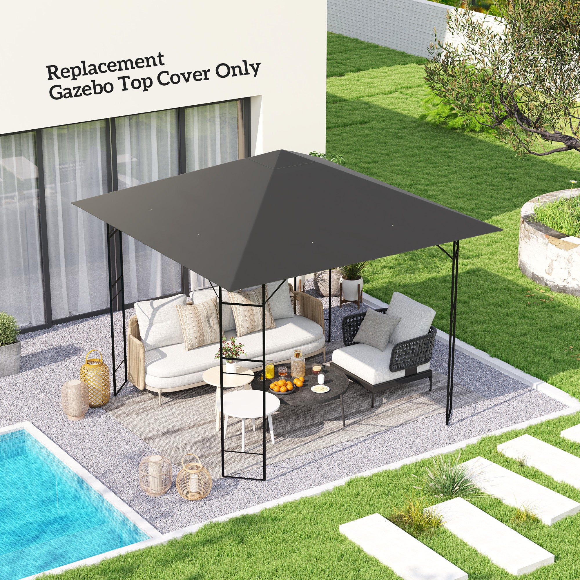 Outsunny 3 X 3(m) Gazebo Canopy Replacement Cover With Drain Holes - Image 29