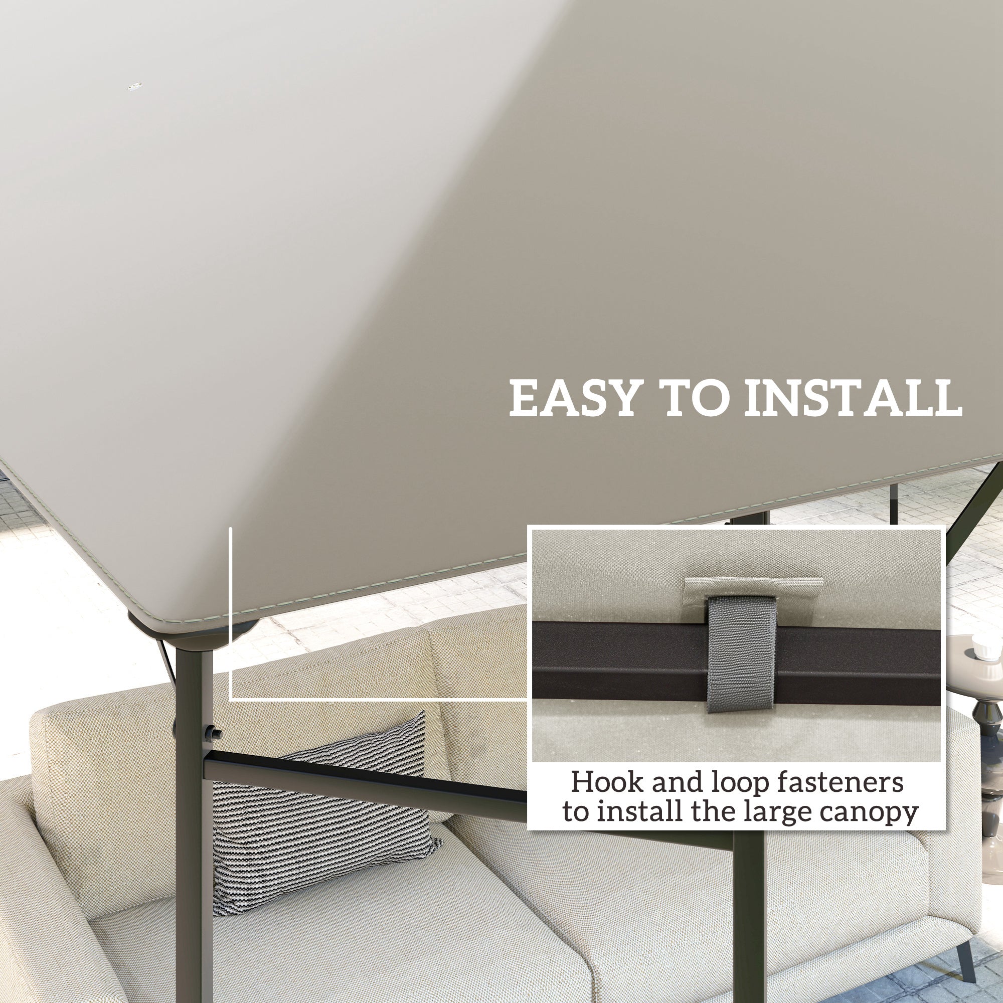 Outsunny 3 x 3(m) Gazebo Canopy Replacement Cover with Drain Holes, Grey - Image 5