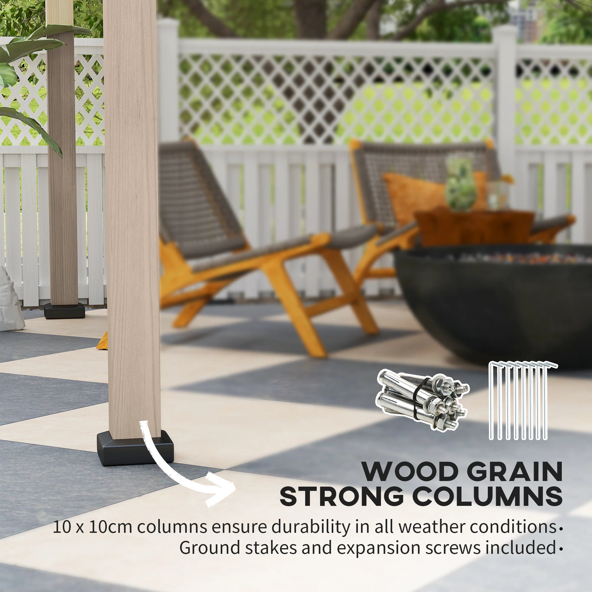 Outsunny 3 x 3(m) Hardtop Gazebo with Metal Roof and Wood Grain Frame - Image 4