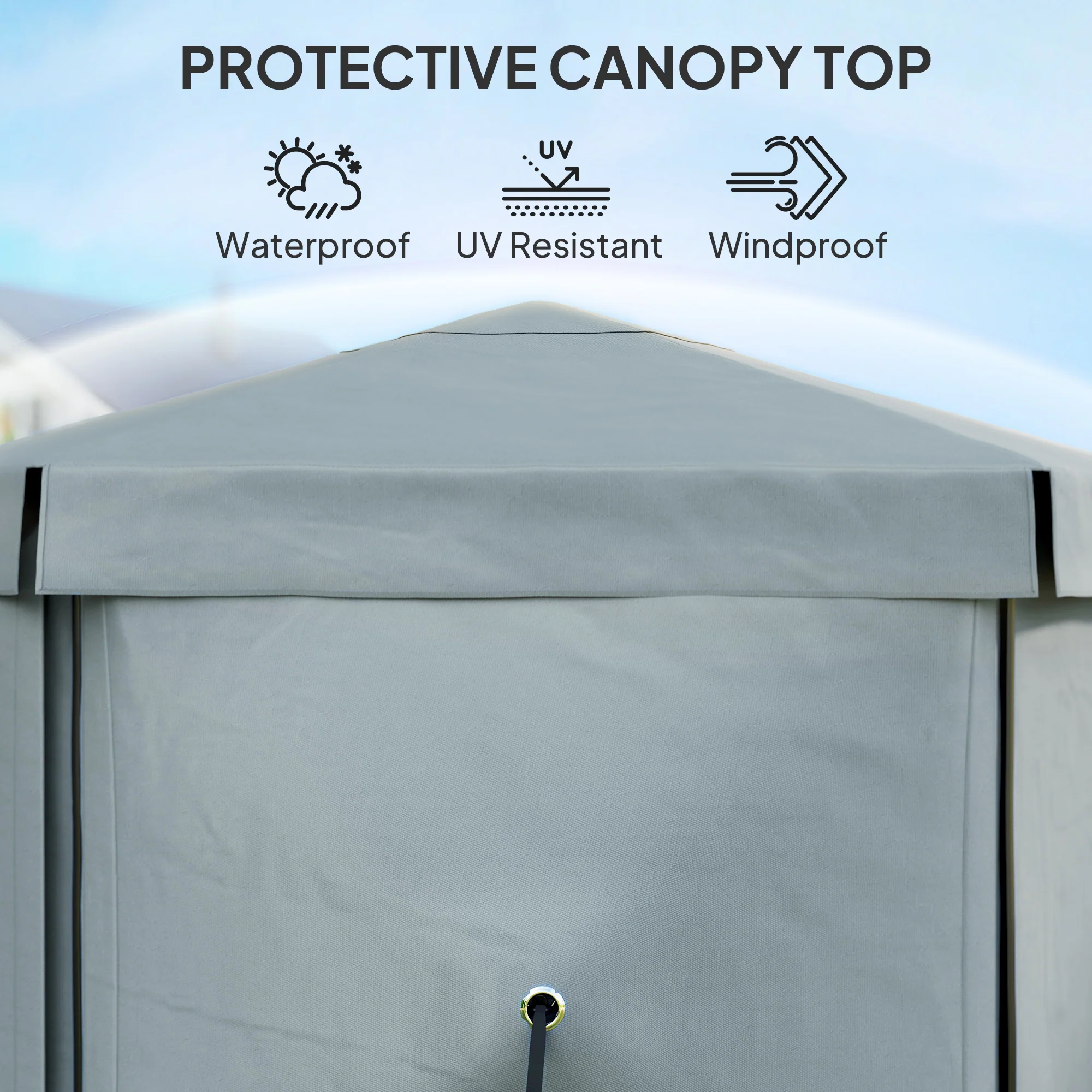 Outsunny 3 x 3(m) Hexagon Pop Up Gazebo with 5 Sides, Netting, Light Grey - Image 6