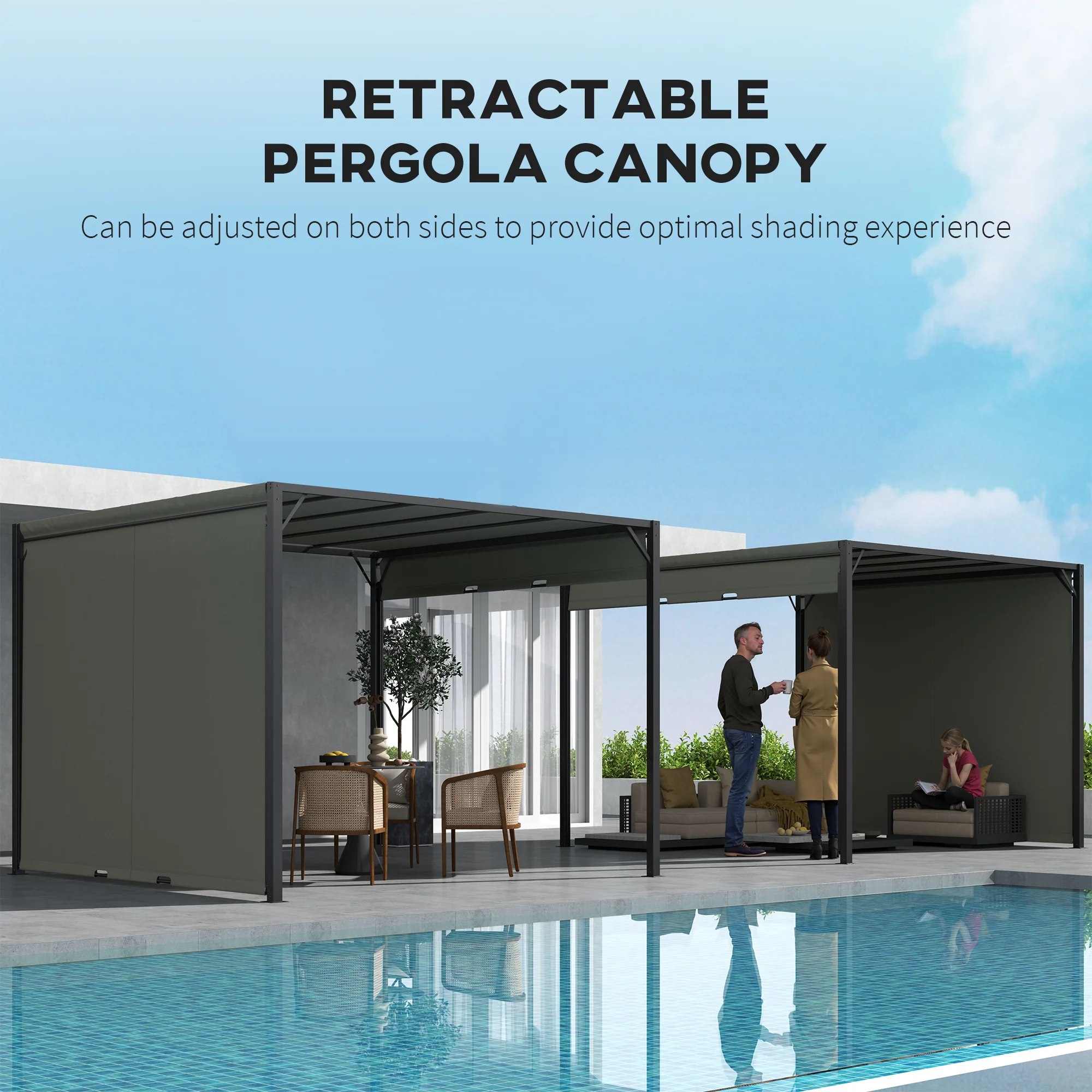 Outsunny 3 x 3(m) Pergola Metal Gazebo Outdoor Sun Shade Shelter Canopy - Image 4