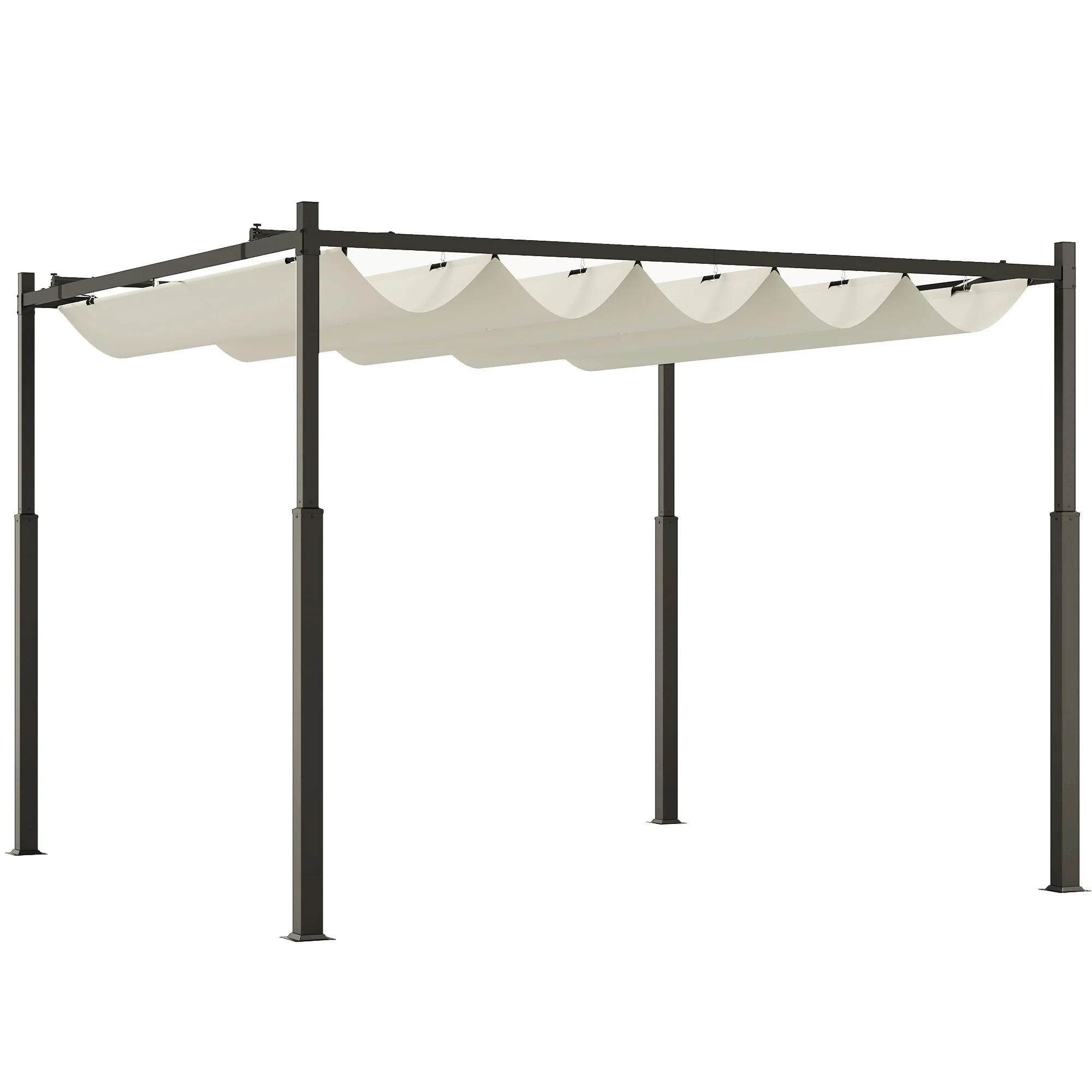 Outsunny 3 X 3(m) Pergola With Retractable Roof, 80mm Metal Column