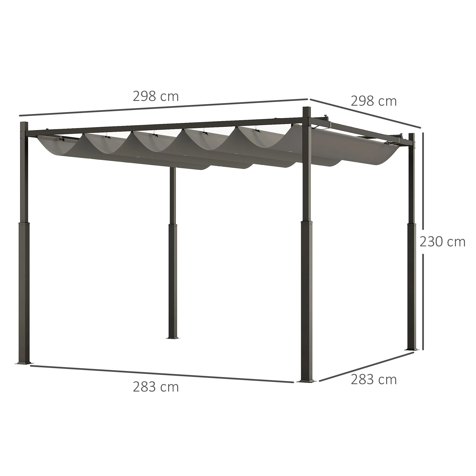 Outsunny 3 X 3(m) Pergola With Retractable Roof, 80mm Metal Column - Image 14