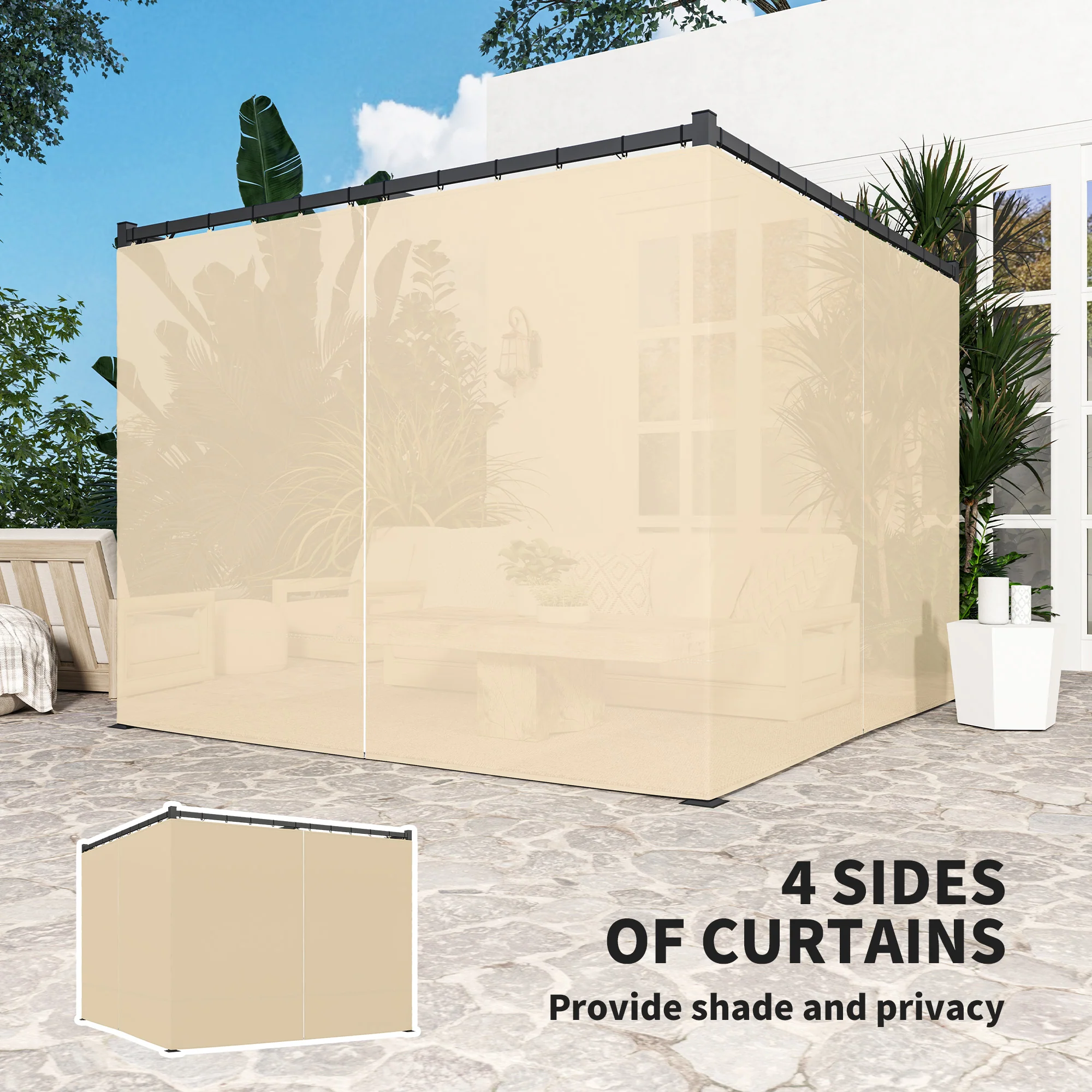 Outsunny 3 X 3(m) Pergola With Retractable Roof And Curtains - Image 13
