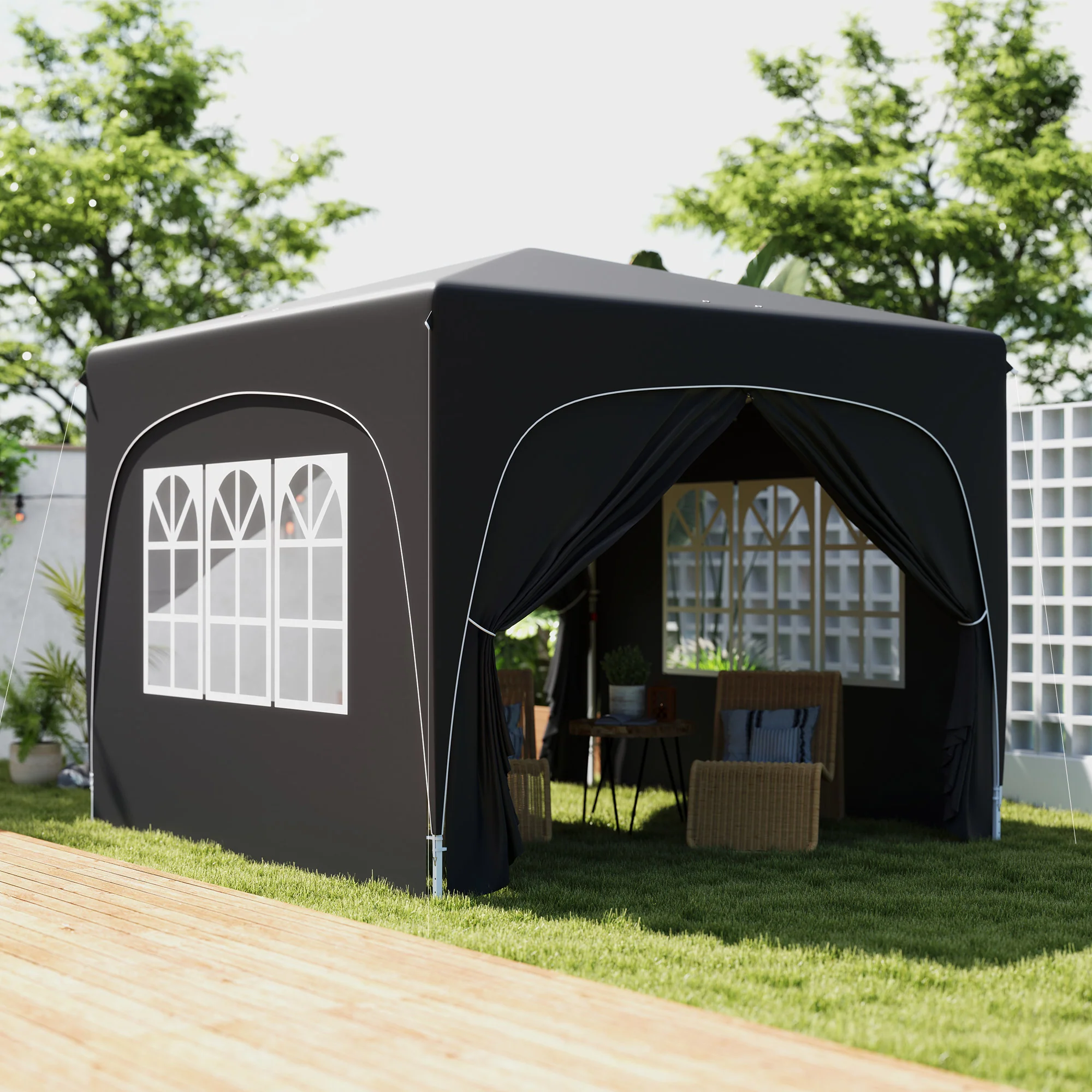 Outsunny 3 X 3(m) UPF50+ Pop Up Gazebo With Sides And Carry Bag - Image 2