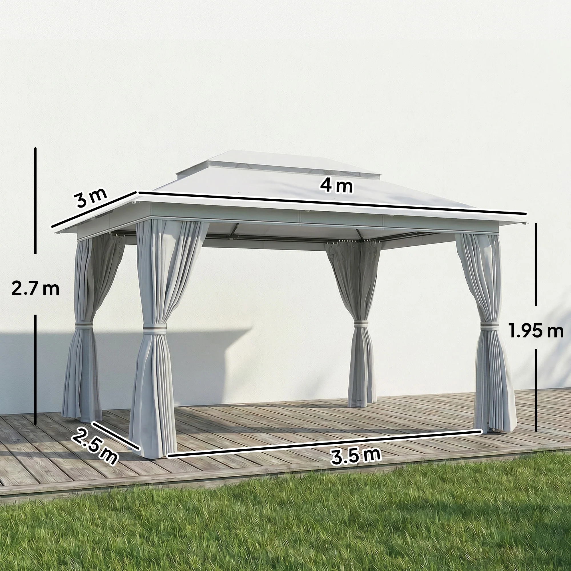 Outsunny 3 X 4 M Outdoor Garden Gazebo With UPF50+ Double Roof, Dark Grey - Image 3