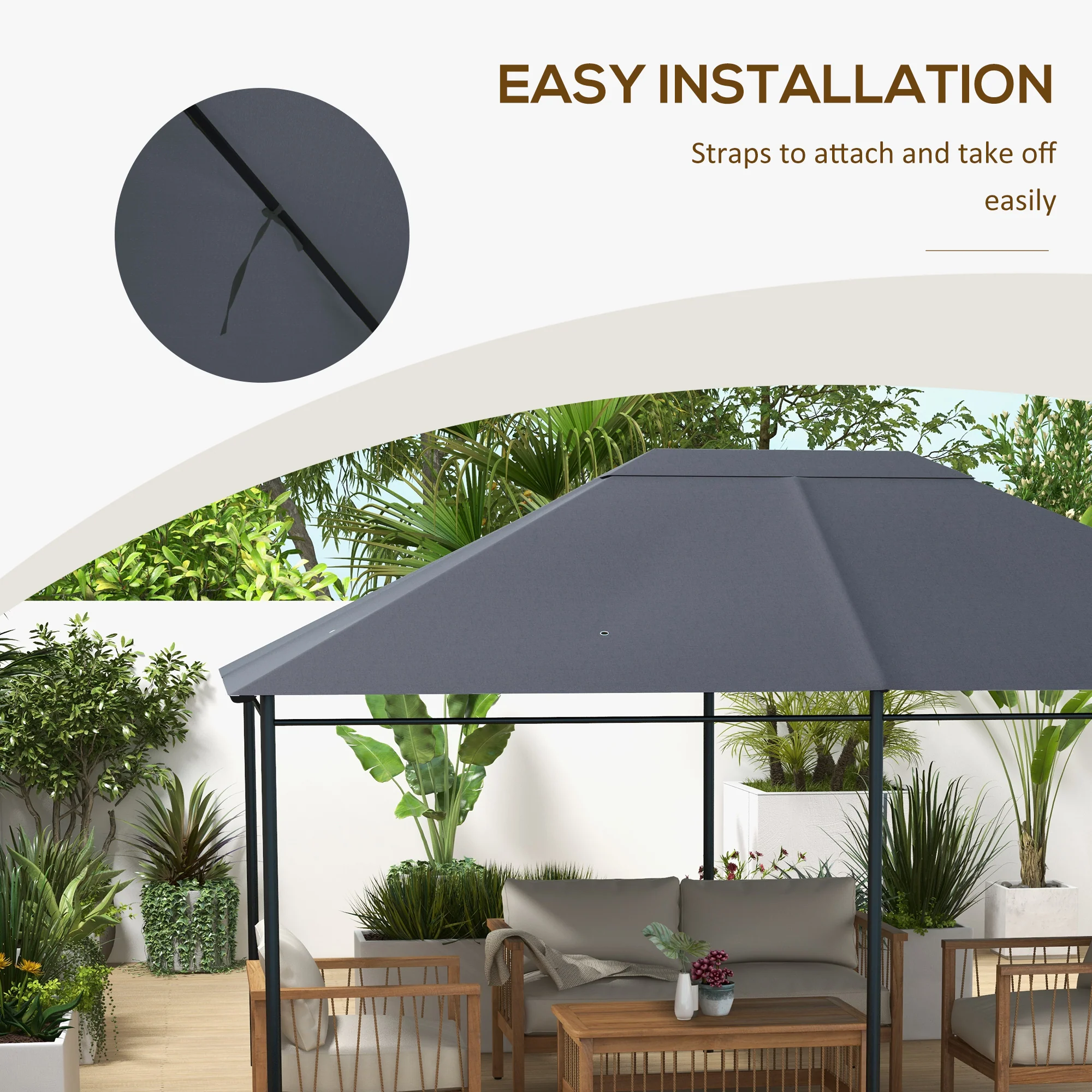 Outsunny 3 X 4m Gazebo Canopy Replacement Gazebo Roof Cover - Grey - Image 15